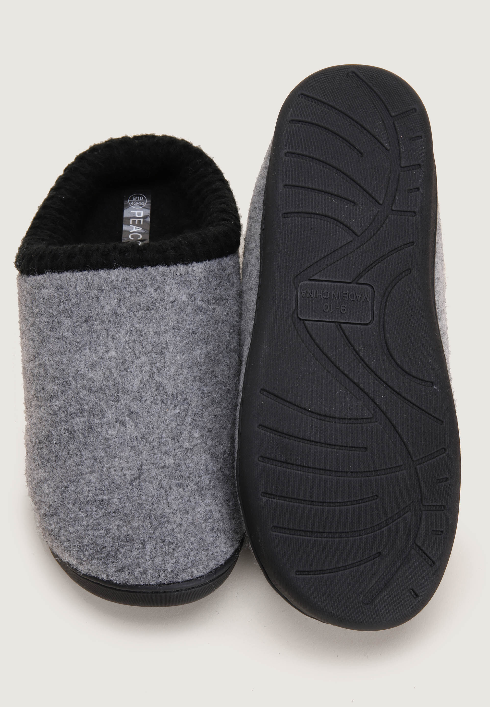 Mens Grey Closed Back Thinsulate Slippers