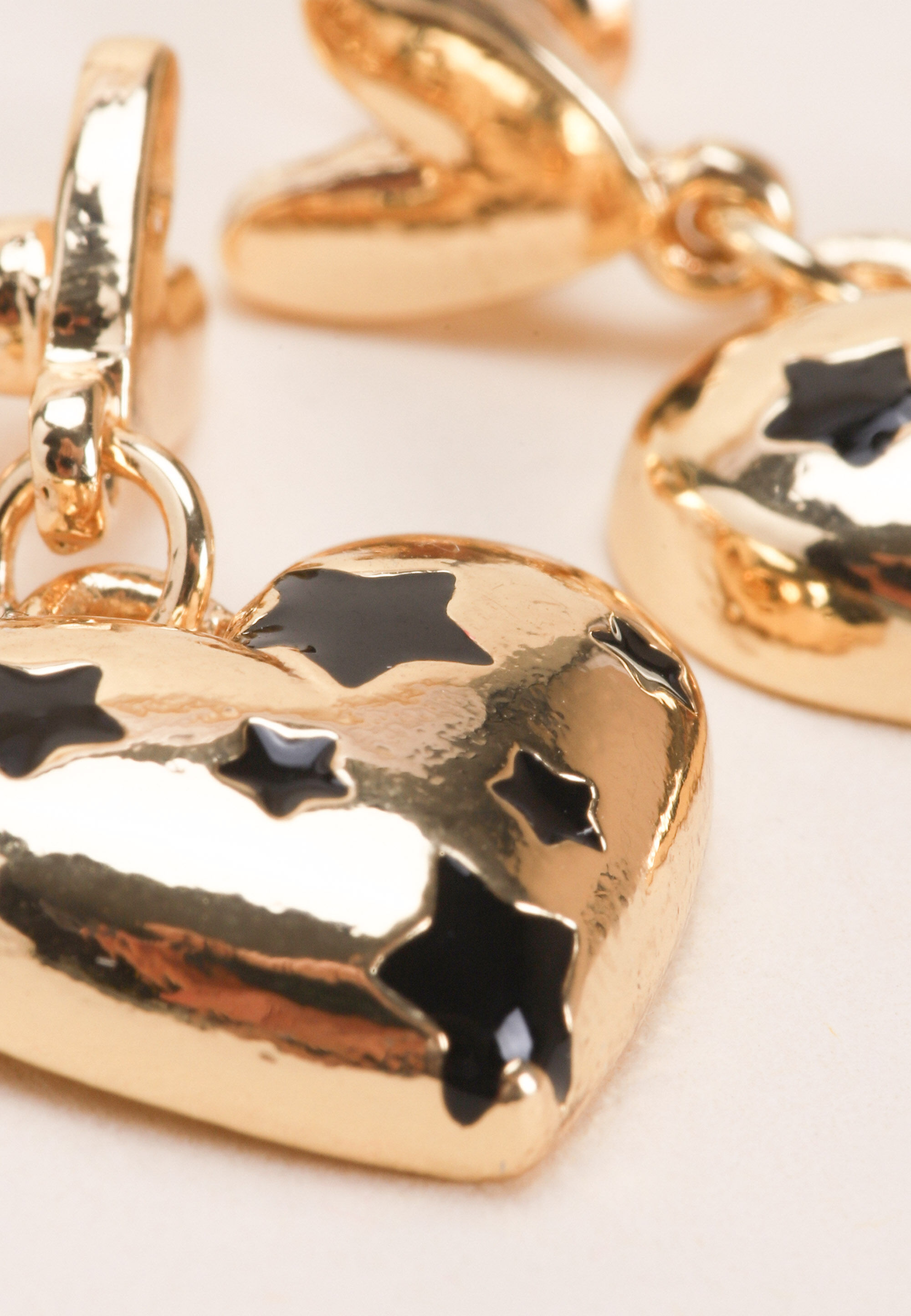 Womens Gold Heart & Stars Earrings