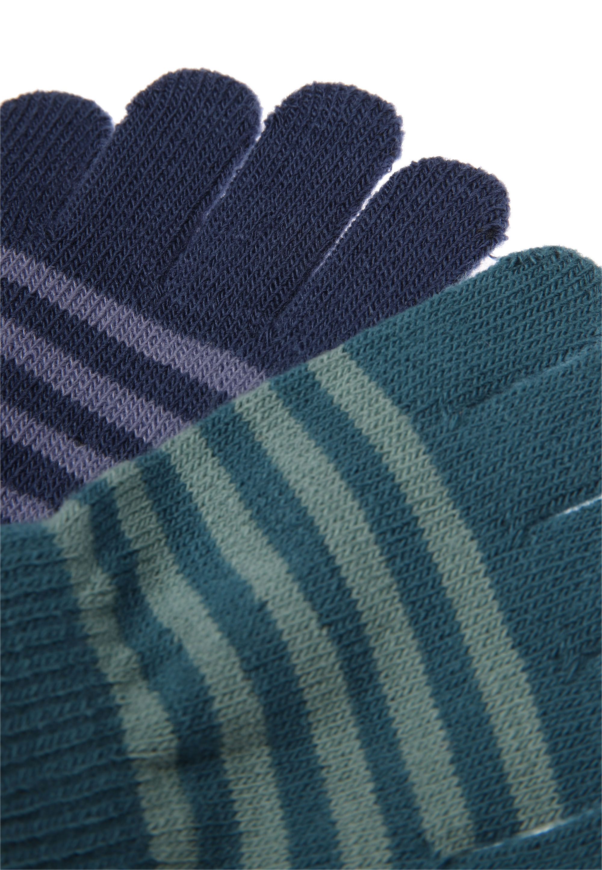 Younger Boys 2pk Green & Blue Stripe Gloves