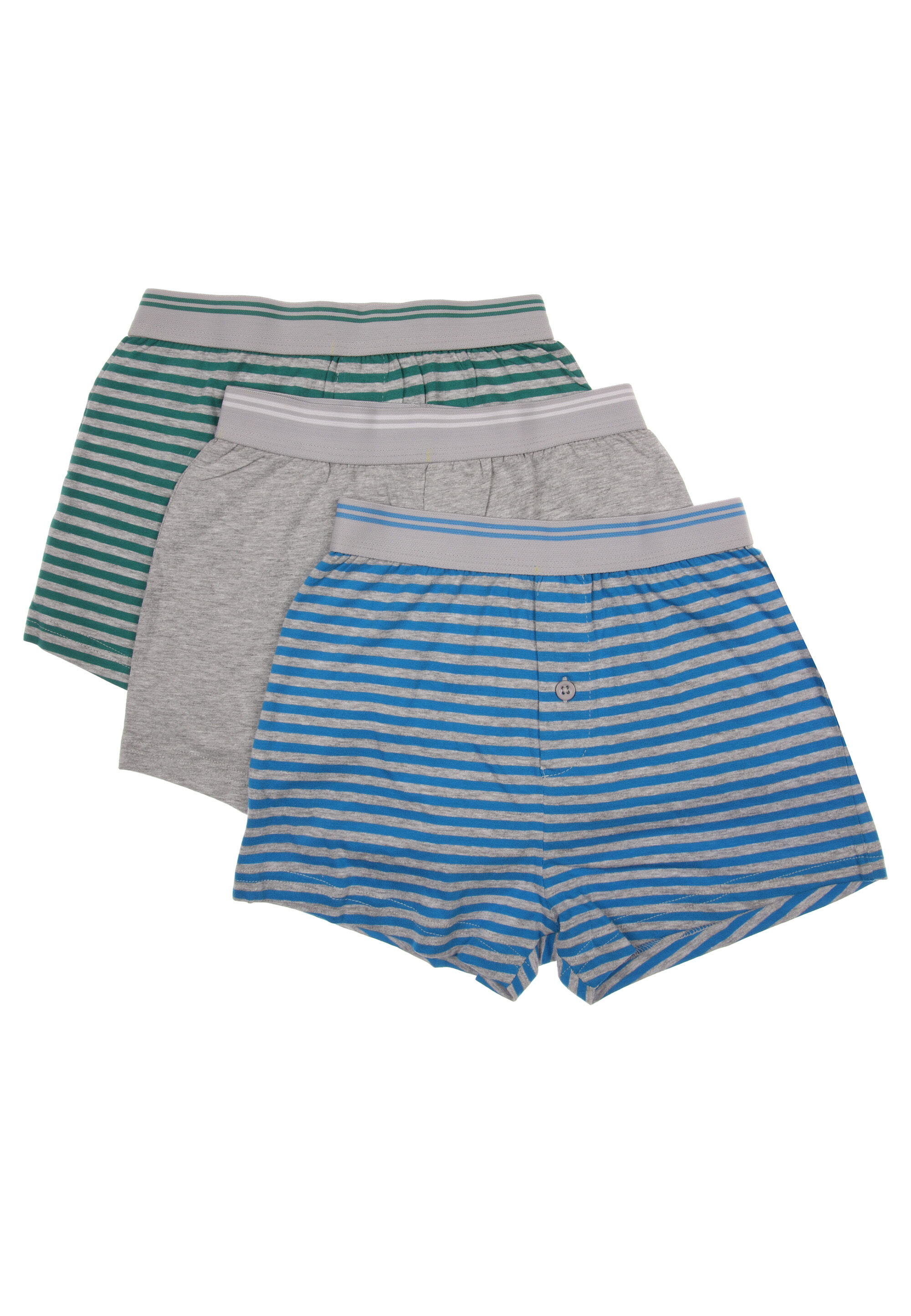 Older Boys 3pk Grey Stripe Loose Fit Boxers