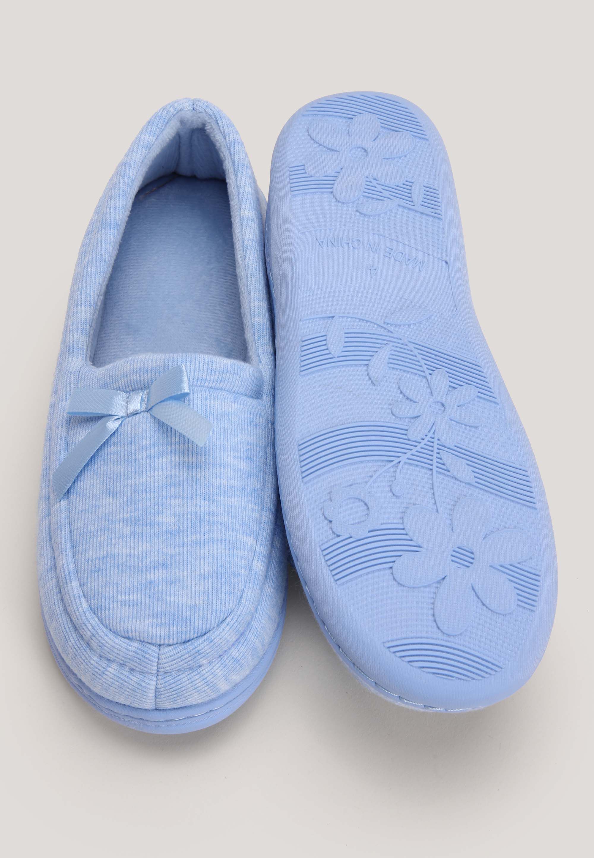 Womens Blue Marl Closed Back Slippers