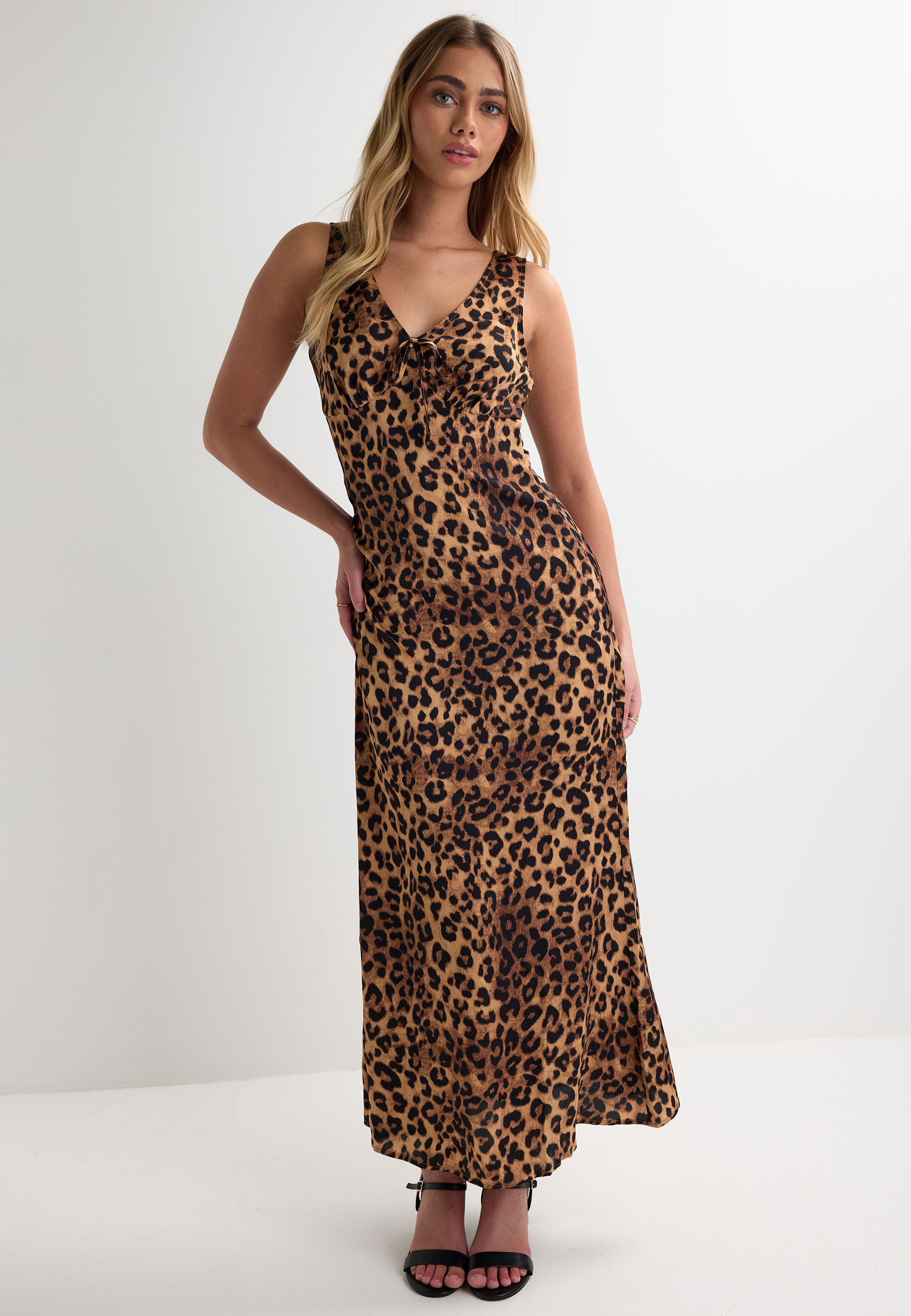 Womens Browns Animal Print Midi Slip Dress