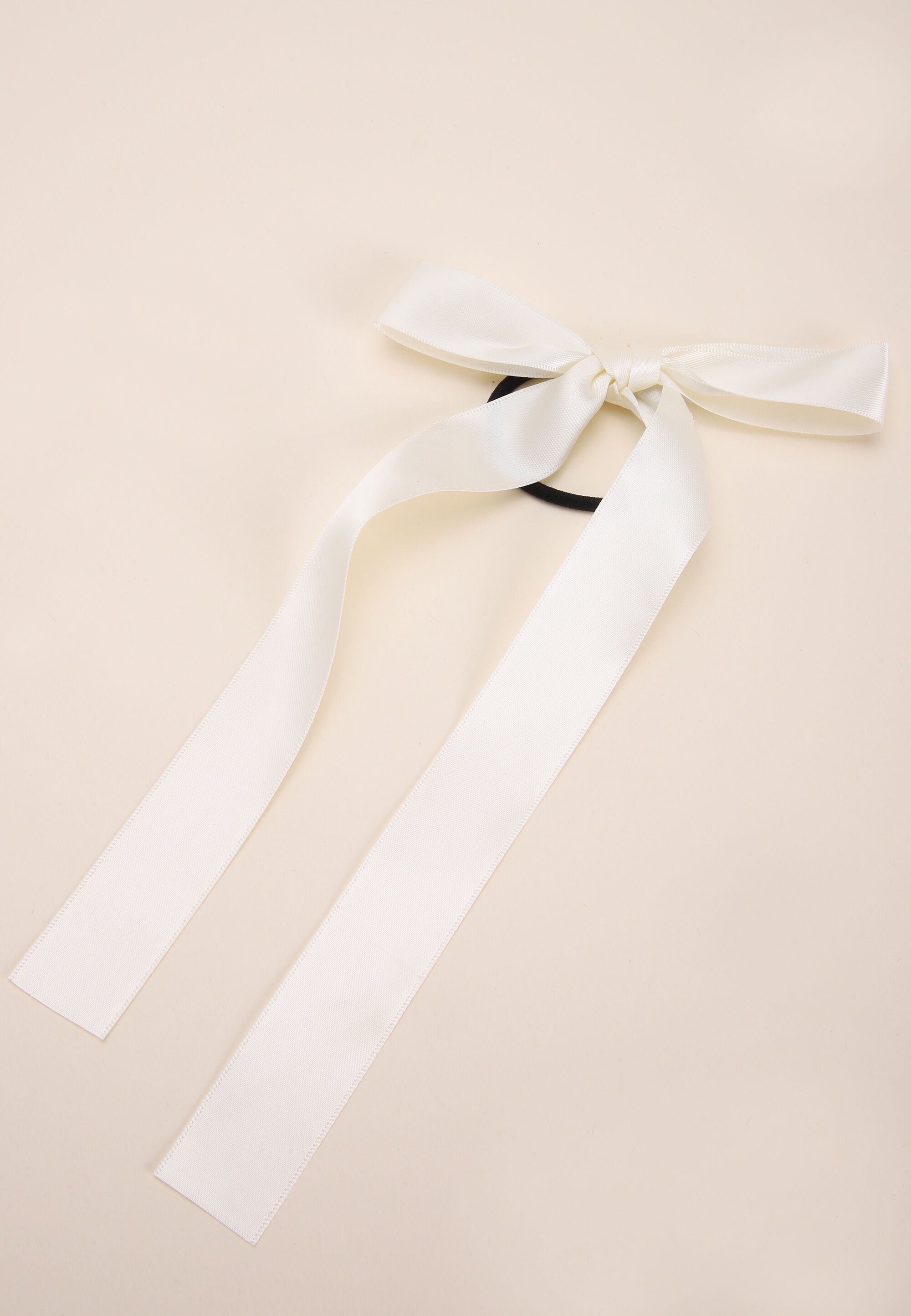 Womens Cream Bow Satin Elastic