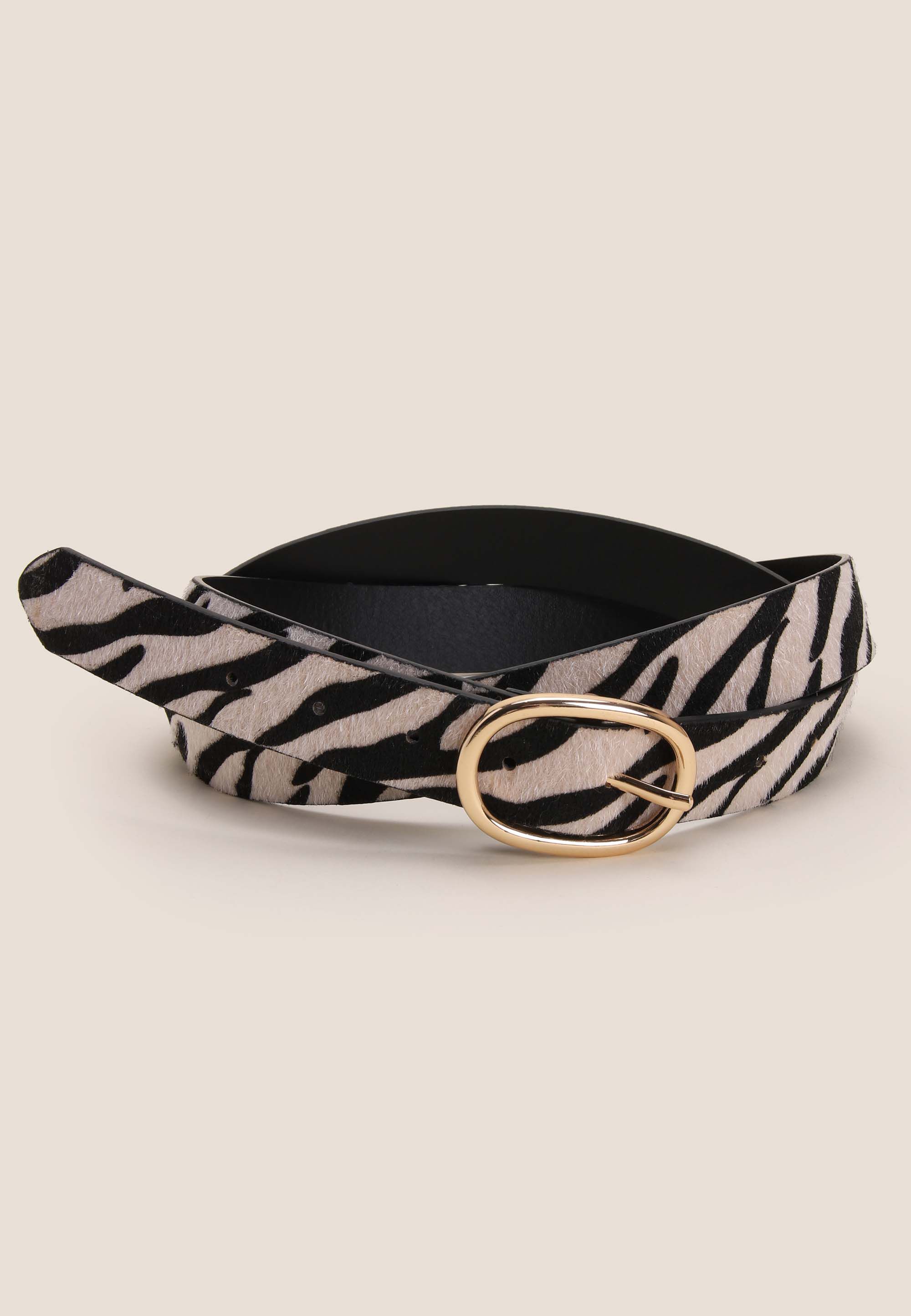Womens Black & White Zebra Belt