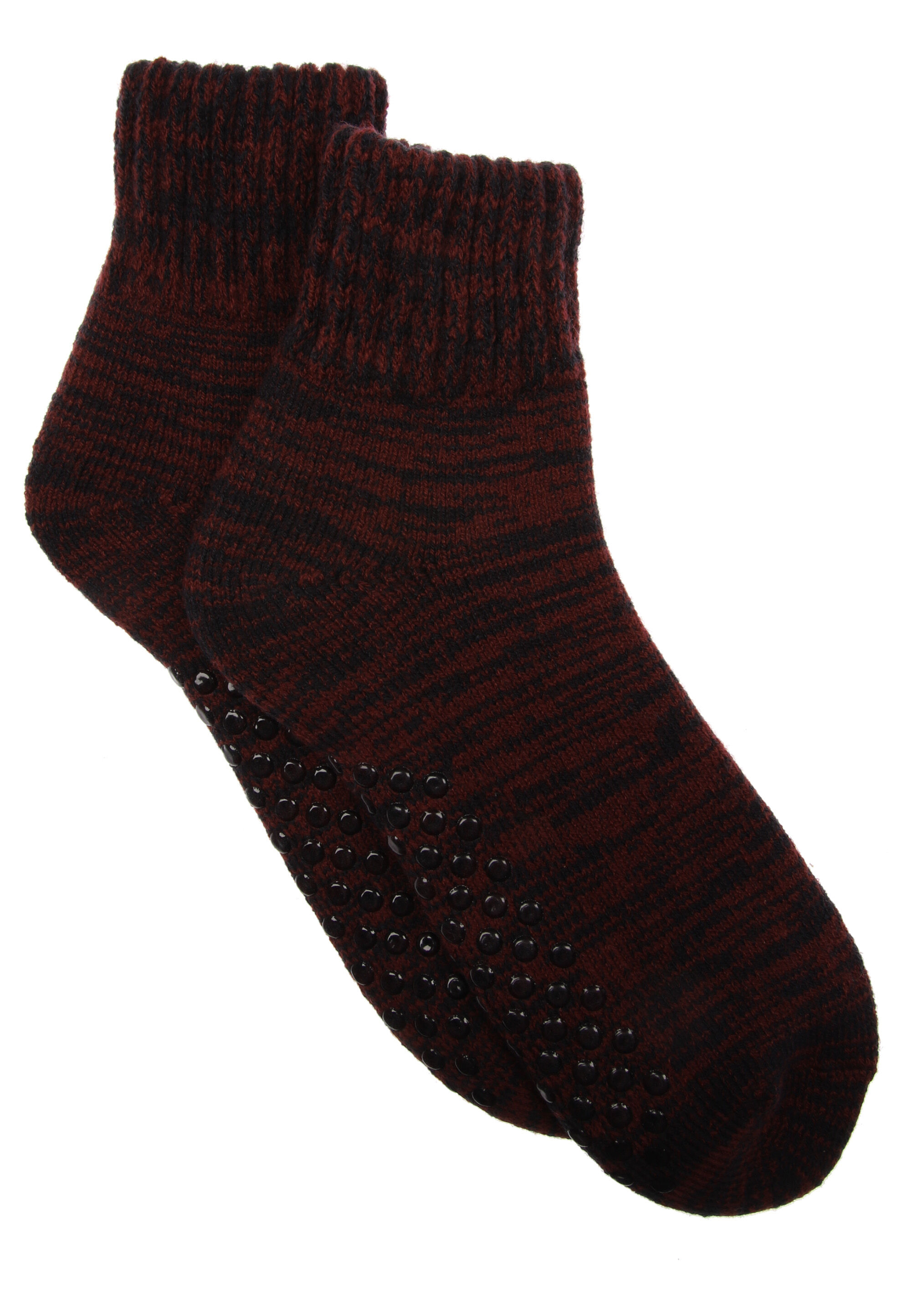 Mens 1pk Red Knitted Quarter Slipper Socks
