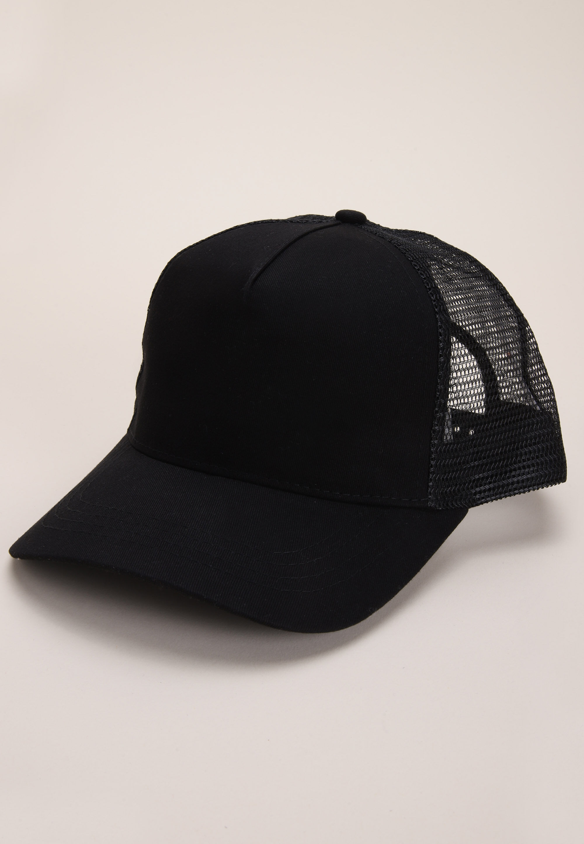 Mens Black Plain Trucker Hat