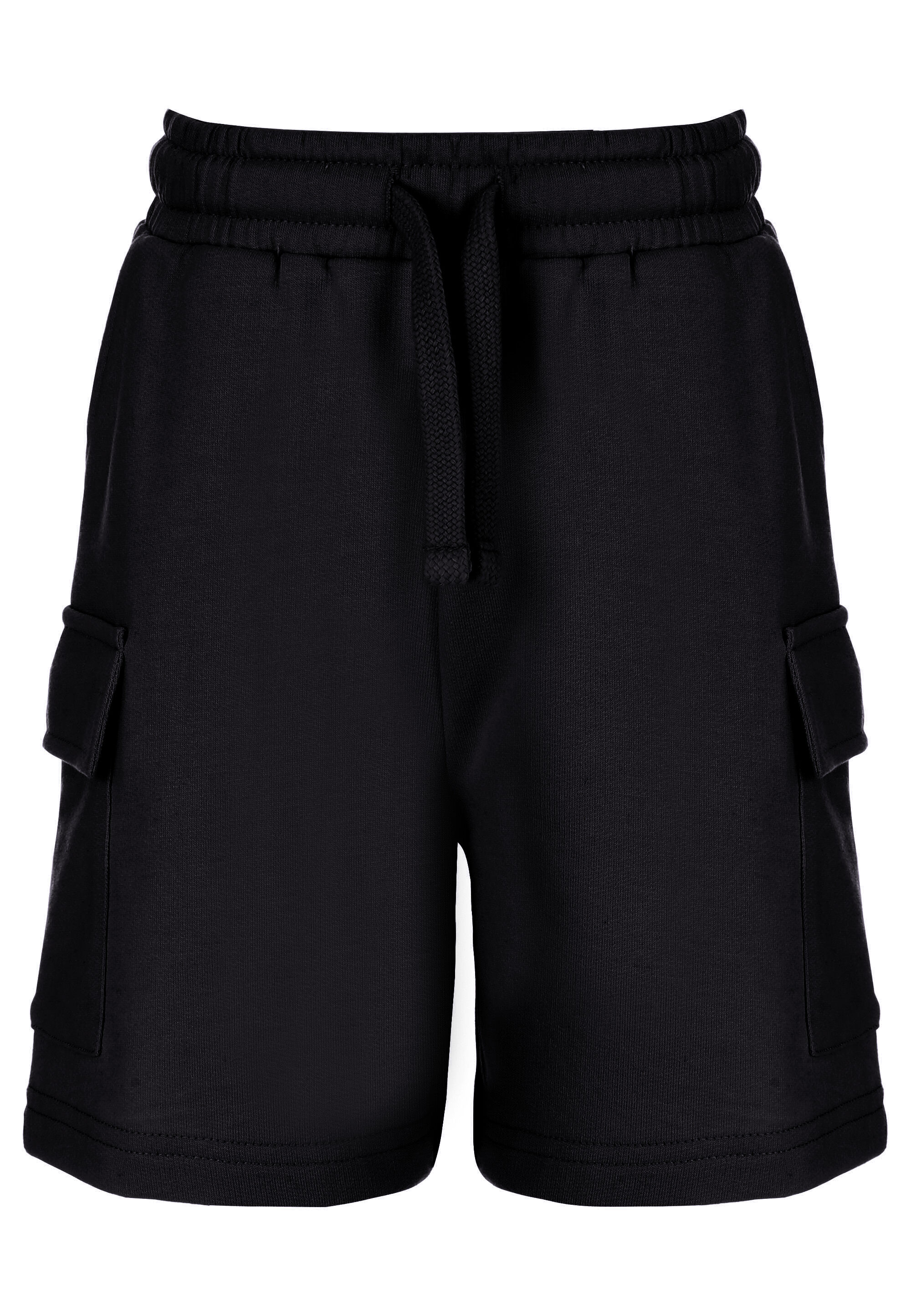 Younger Boys Black Jersey Cargo Shorts