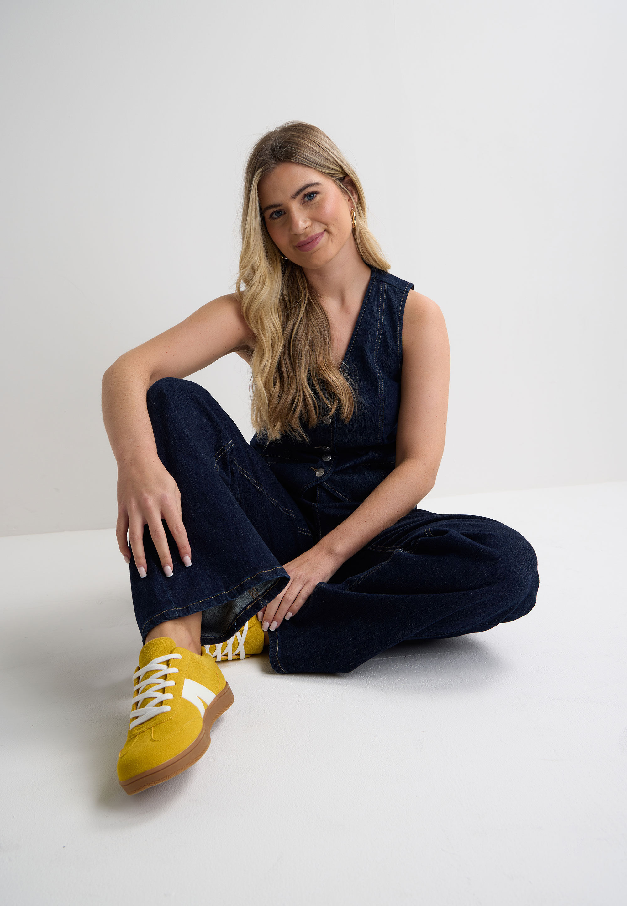 Womens Yellow Retro Gum Sole Trainers