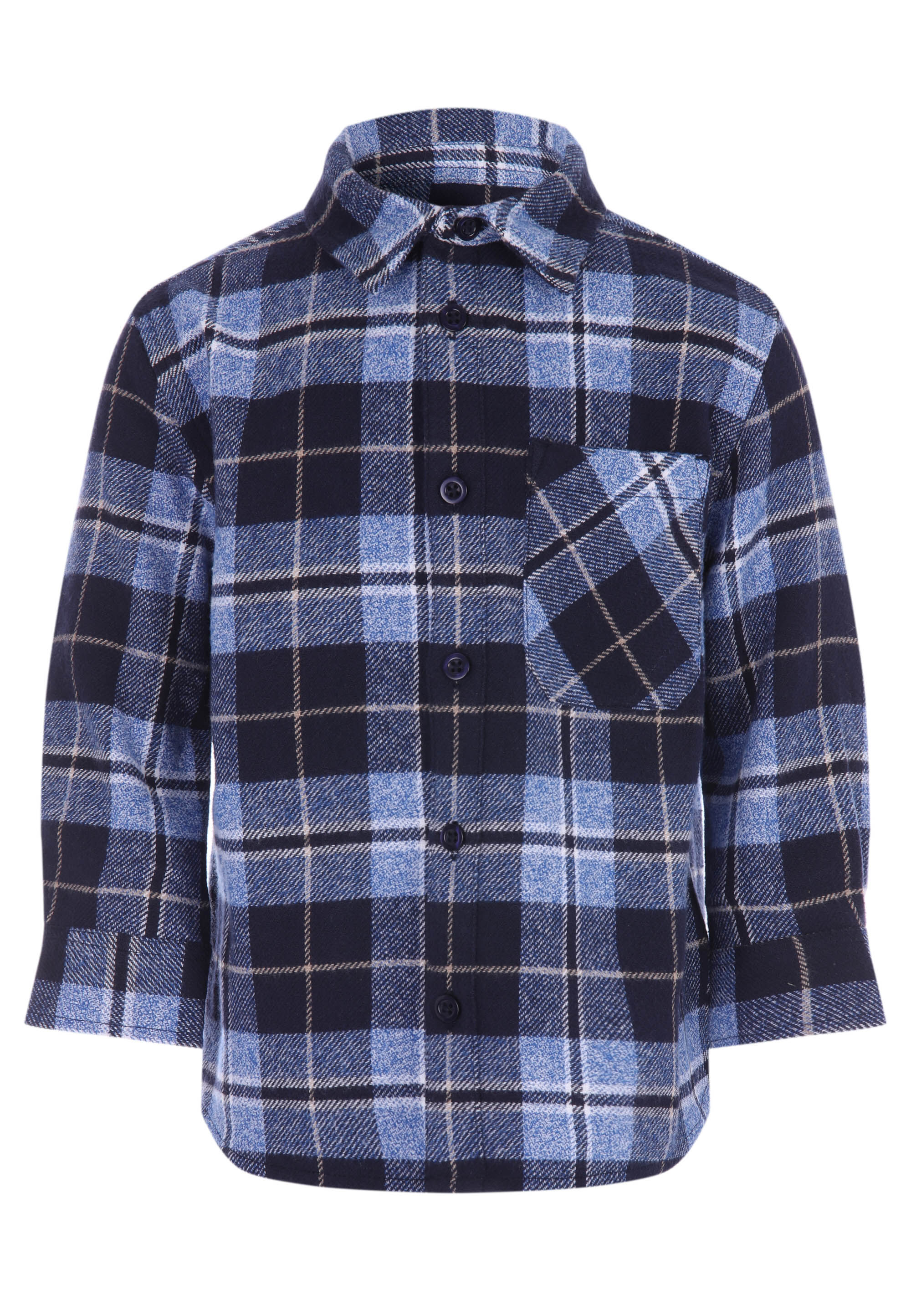 Younger Boys Blue Long Sleeve Check Shirt