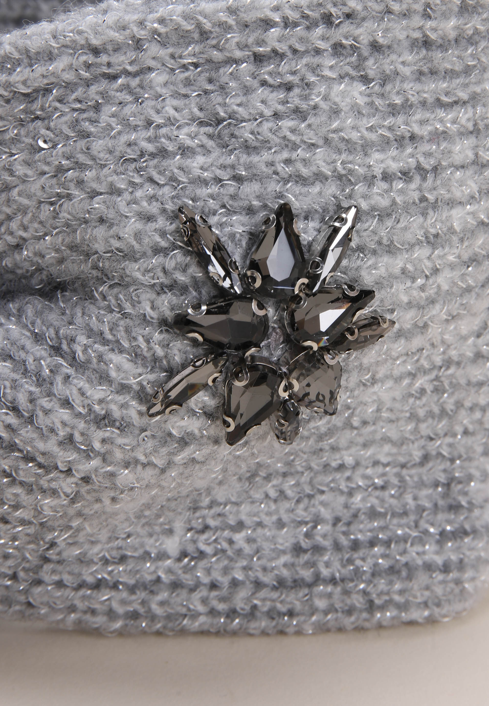 Womens Grey Embellished Knitted Headband