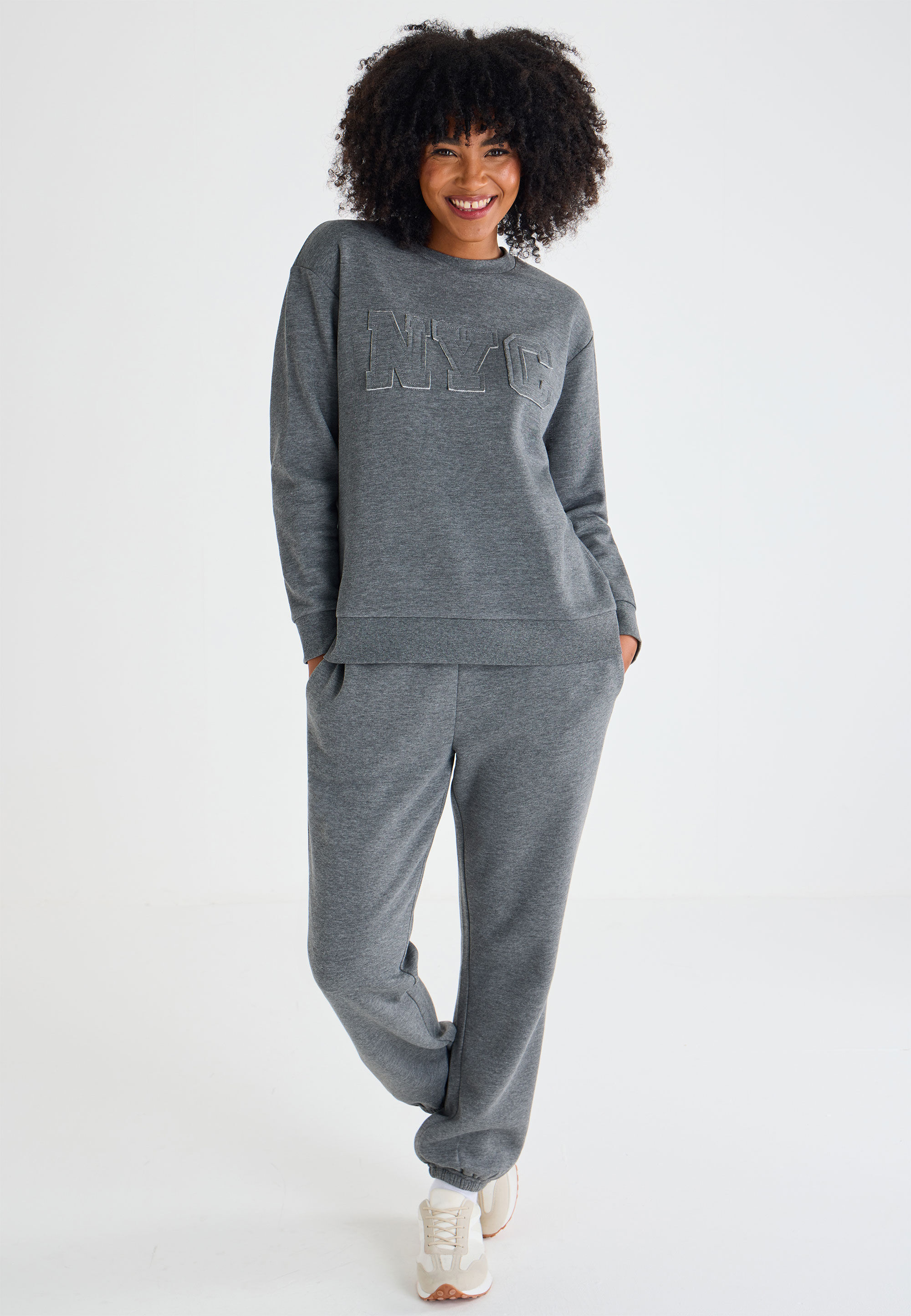 Womens Grey NYC Distressed Sweatshirt
