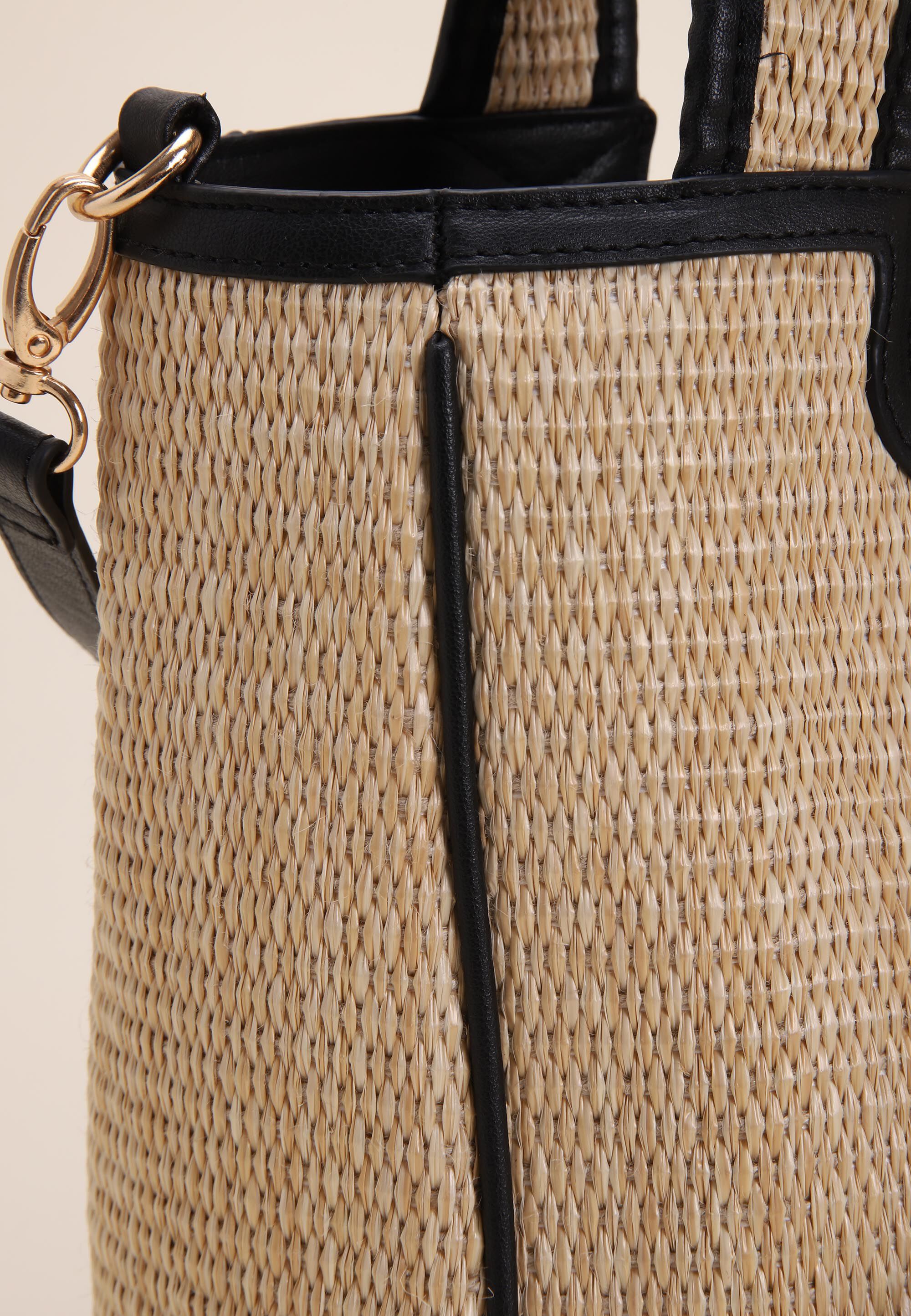 Womens Natural Woven Straw Tote Box Bag