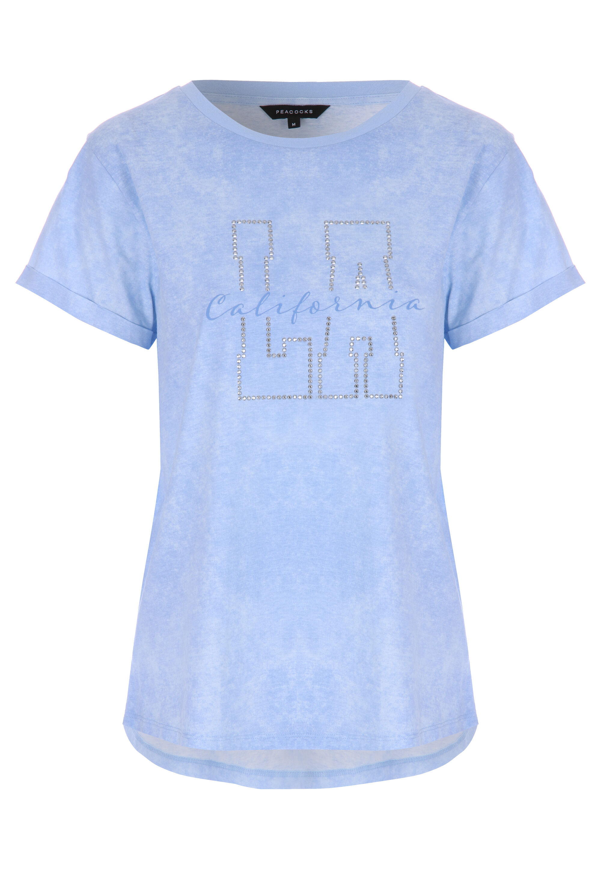 Womens Light Blue LA Diamante Slogan T-Shirt