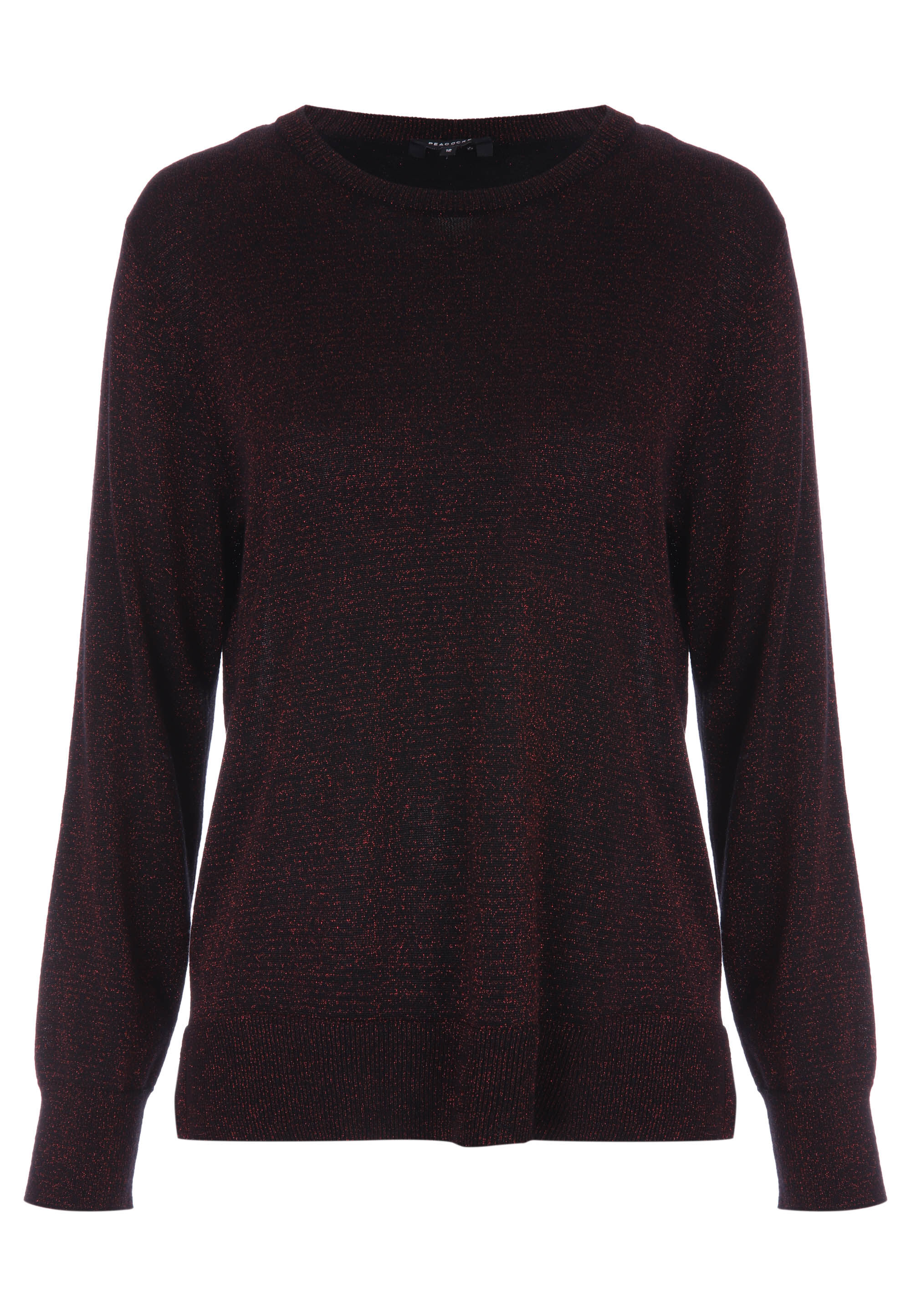 Womens Red Lurex Crew Neck Jumper