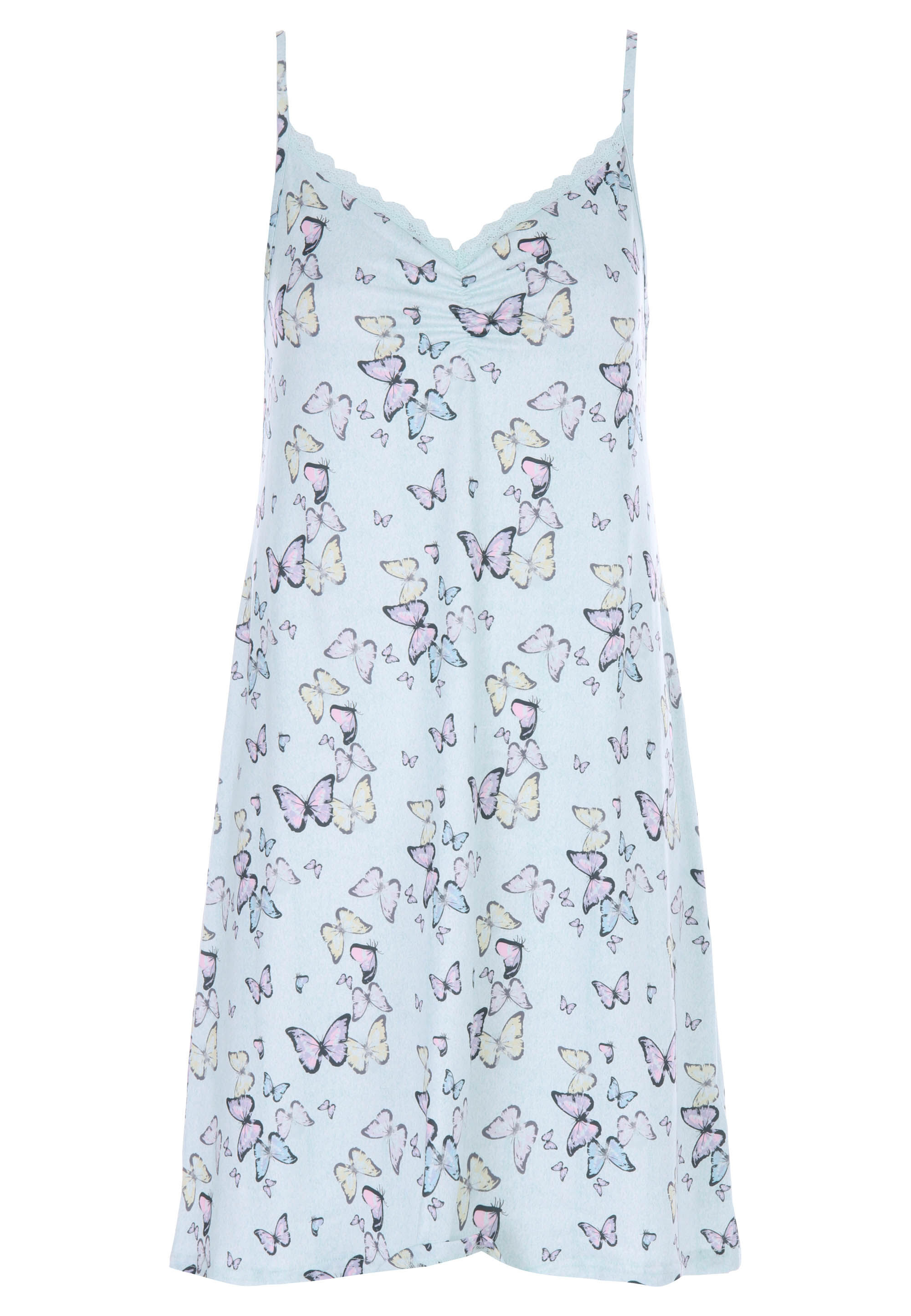 Womens Mint Soft Touch Butterfly Print Chemise Nightdress