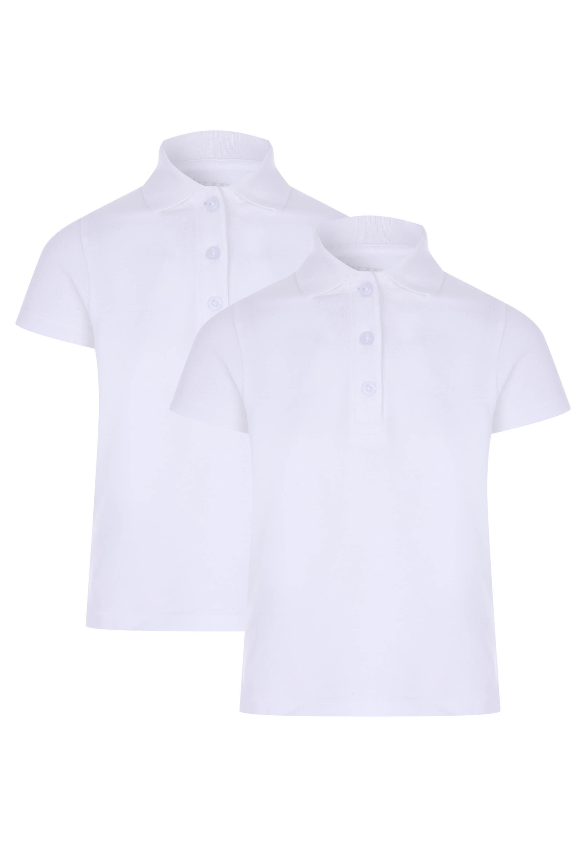 Girls 2pk White School Polo Shirts