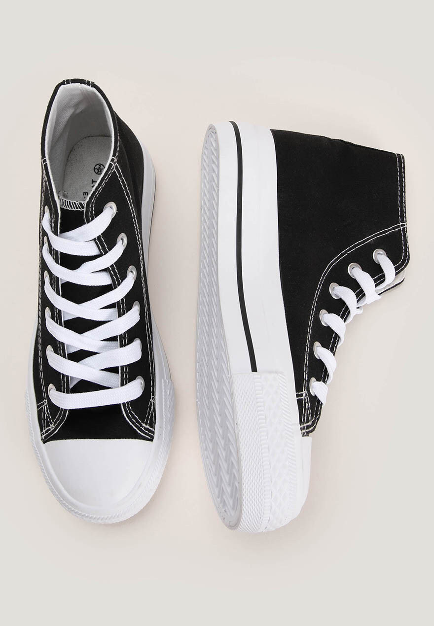 Older Girls Black High Top Platform Trainers