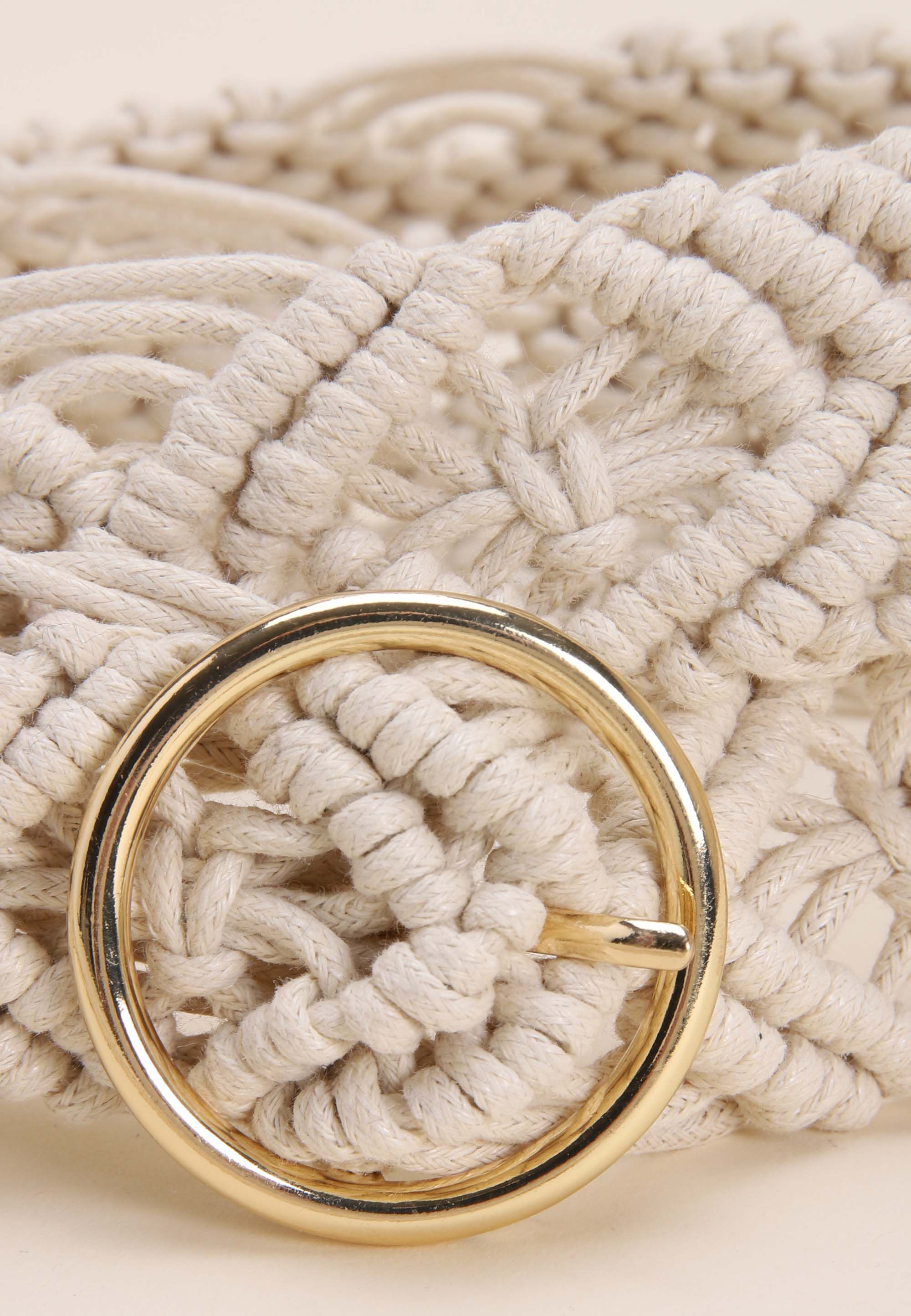 Womens Cream Crochet Tassel Belt