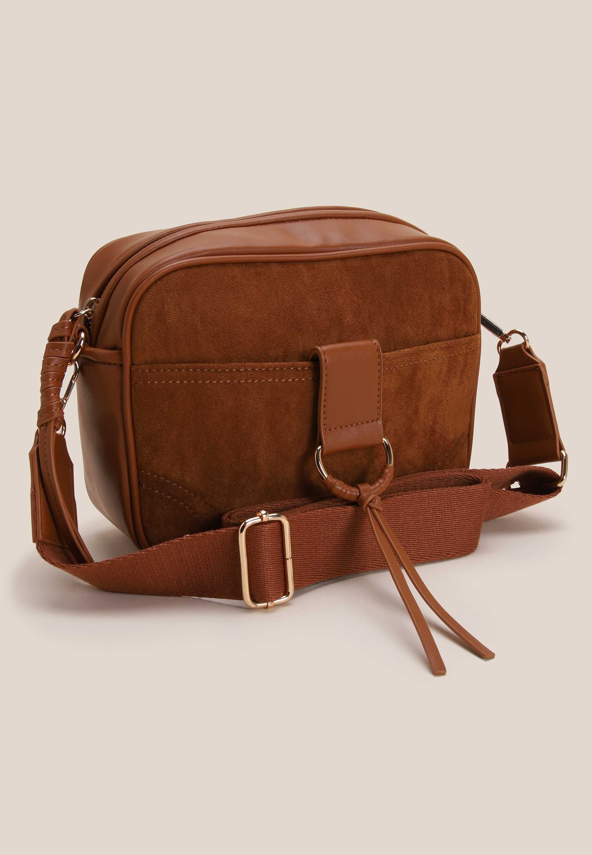 Womens Tan Suedette Camera Bag