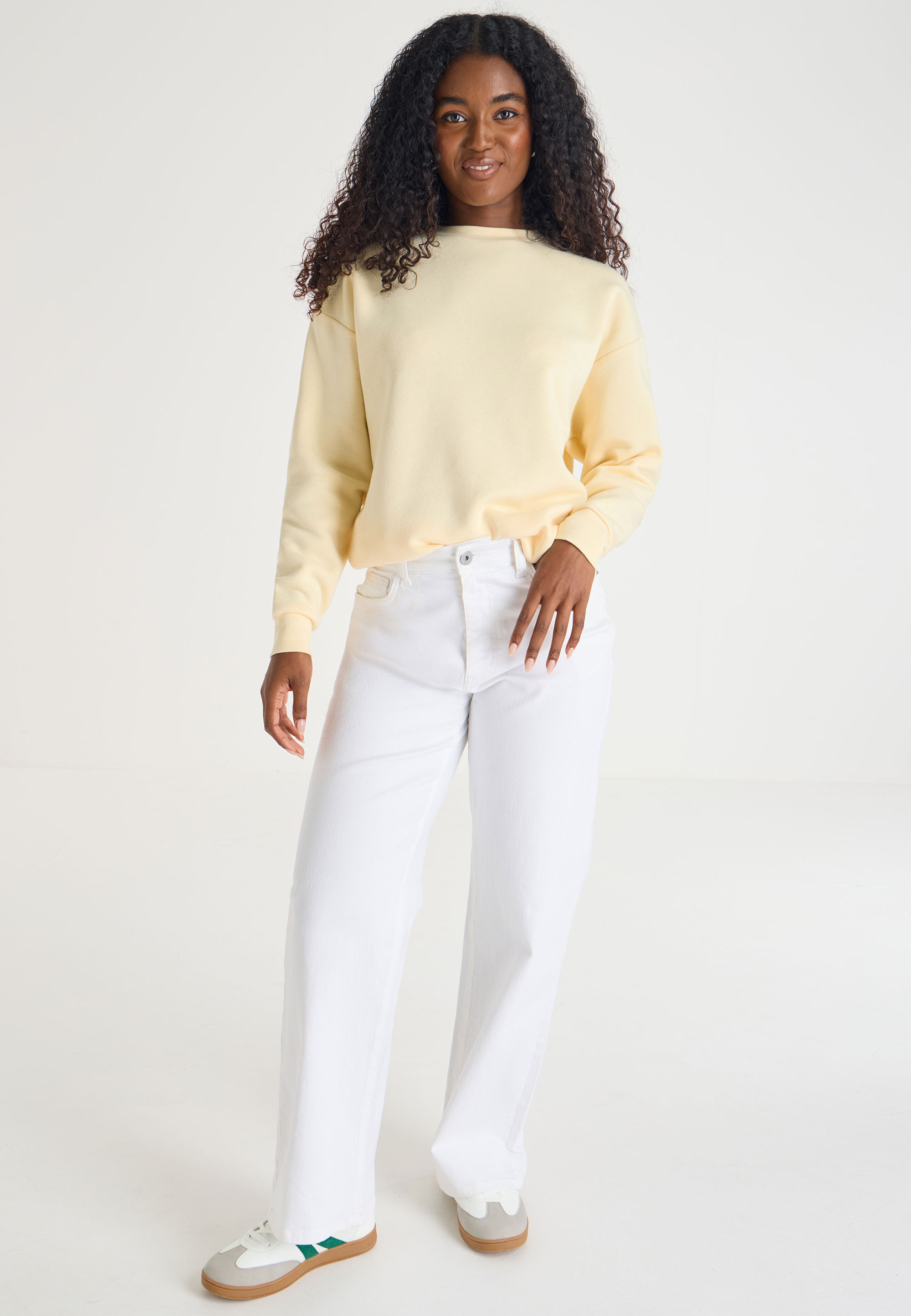 Womens Yellow Plain Relaxed Sweatshirt