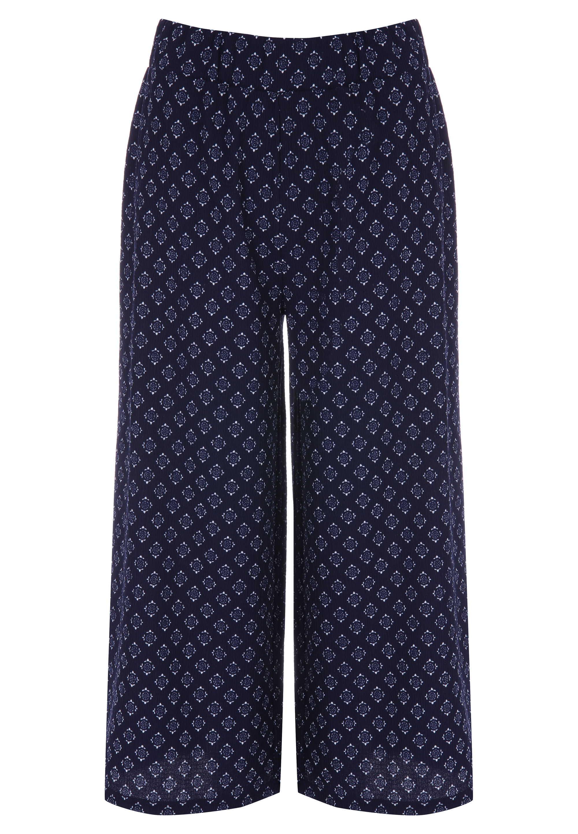 Womens Navy Tile Print Culotte Trousers