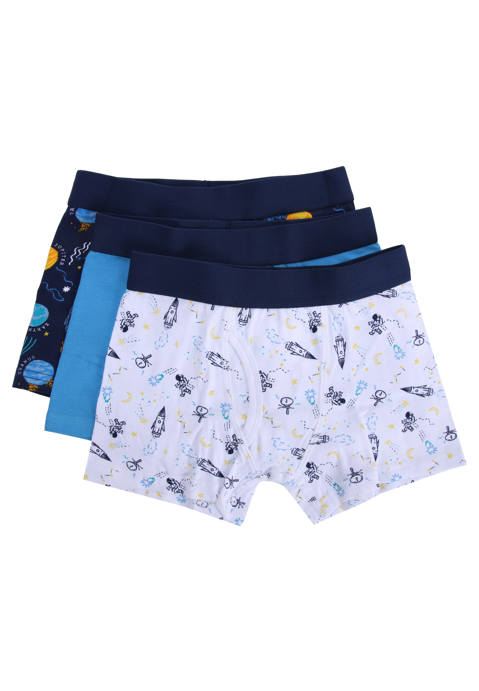 Younger Boys 3pk Blue Space Trunks