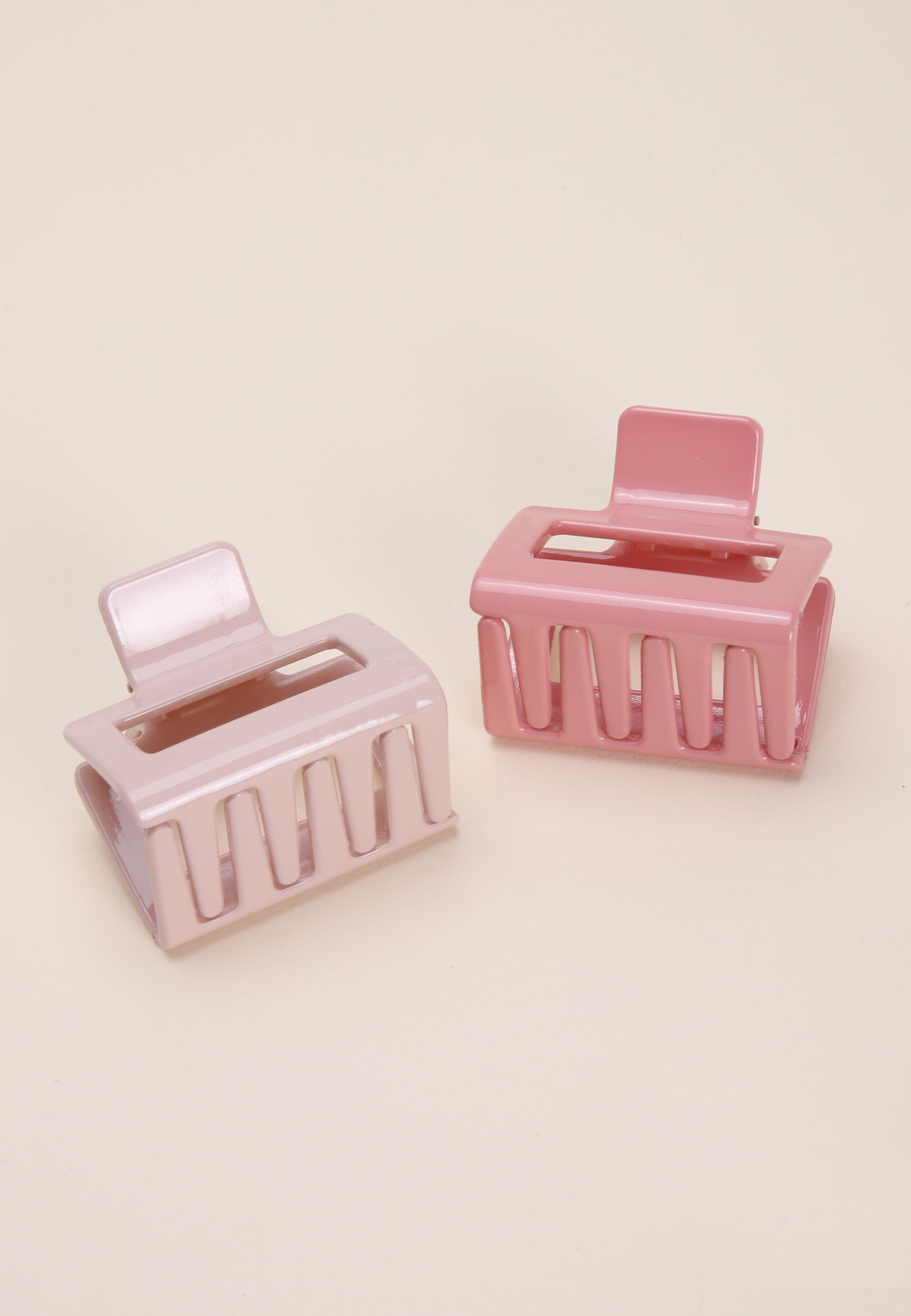 Womens 2pk Pink Plain Claw Hair Clips