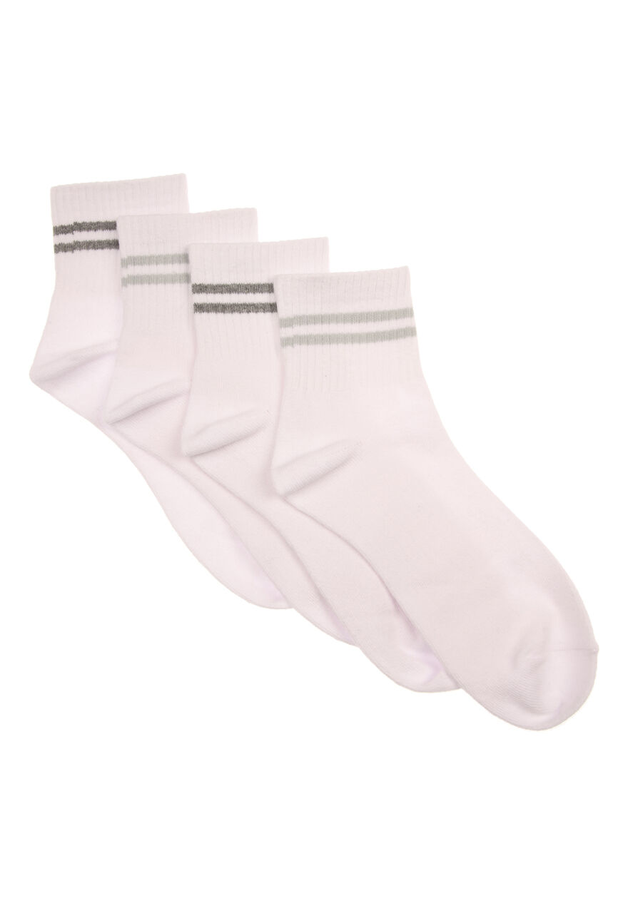 Womens 2pk White Cropped Sports Socks