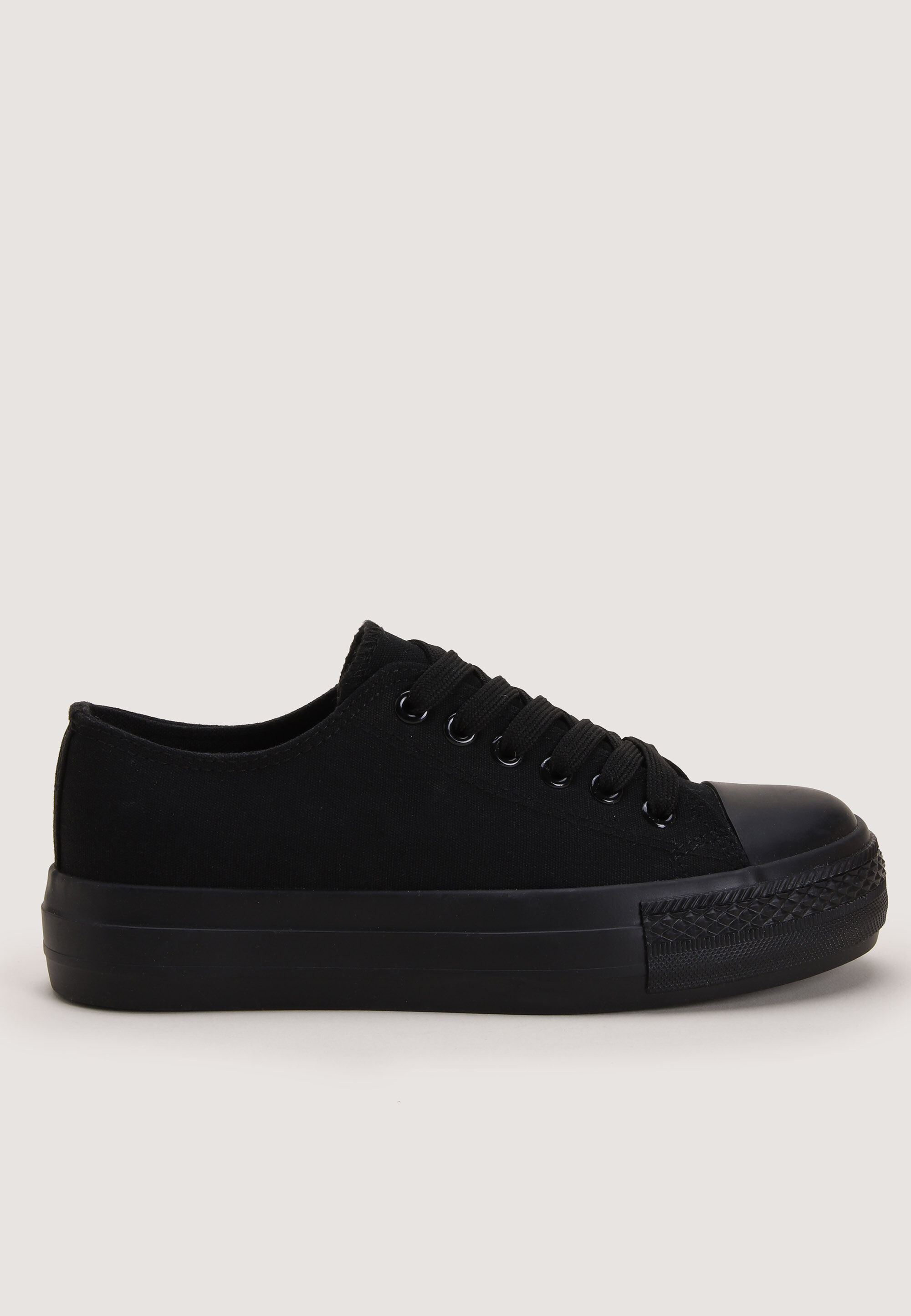 Older Girls Black Canvas Trainers