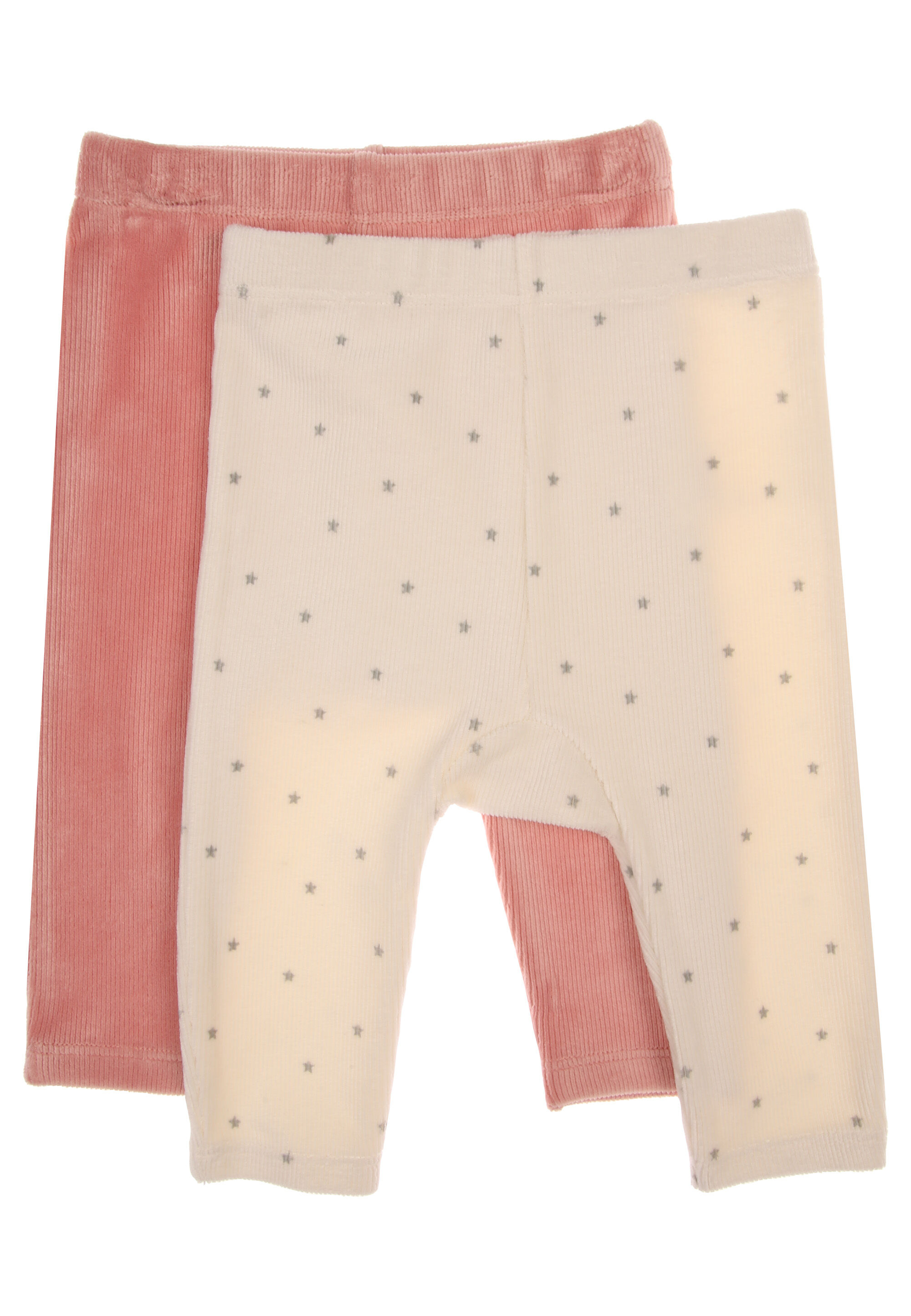 Baby Girls 2pk Pink & White Star Velvet Leggings