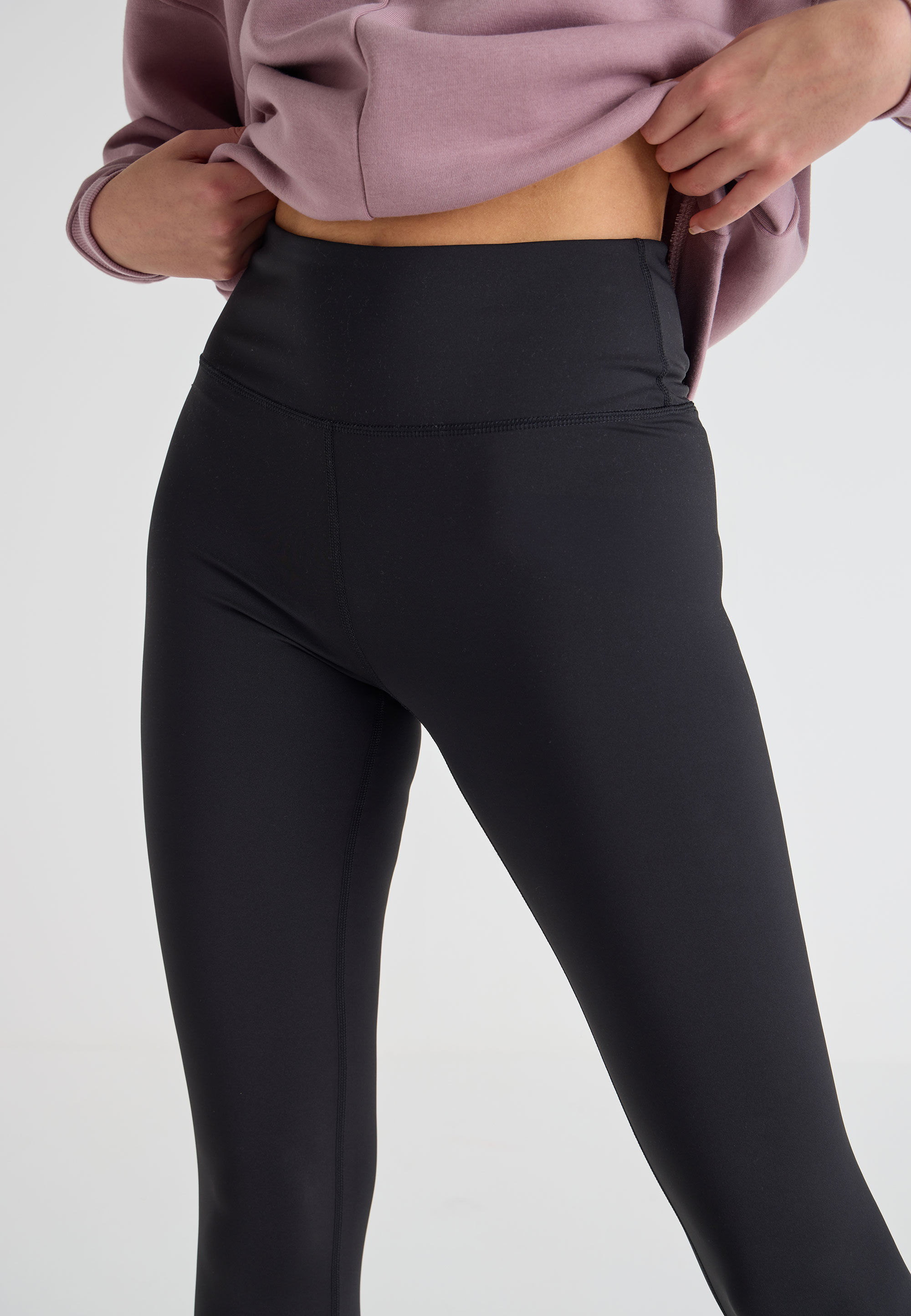 Womens Black Plain Active Leggings
