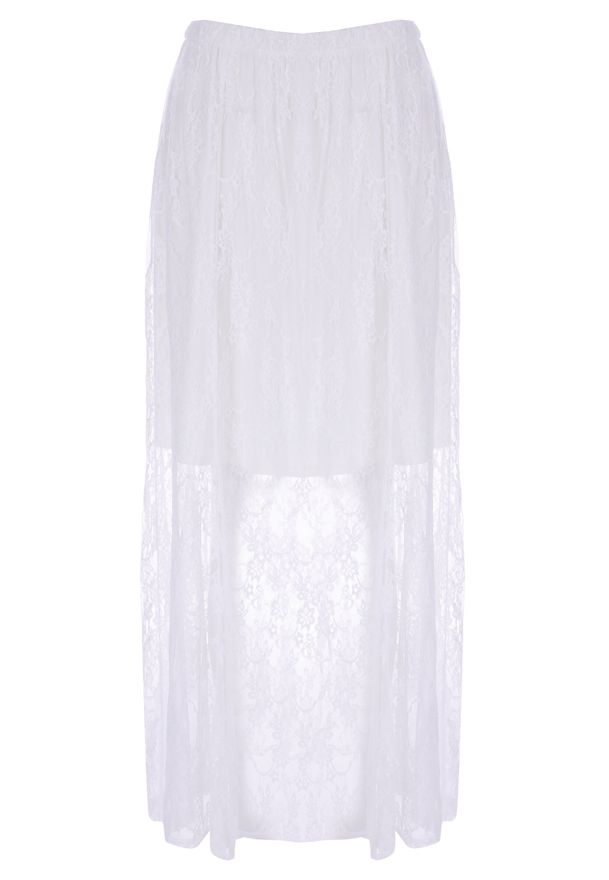 Womens White Lace Midi Skirt