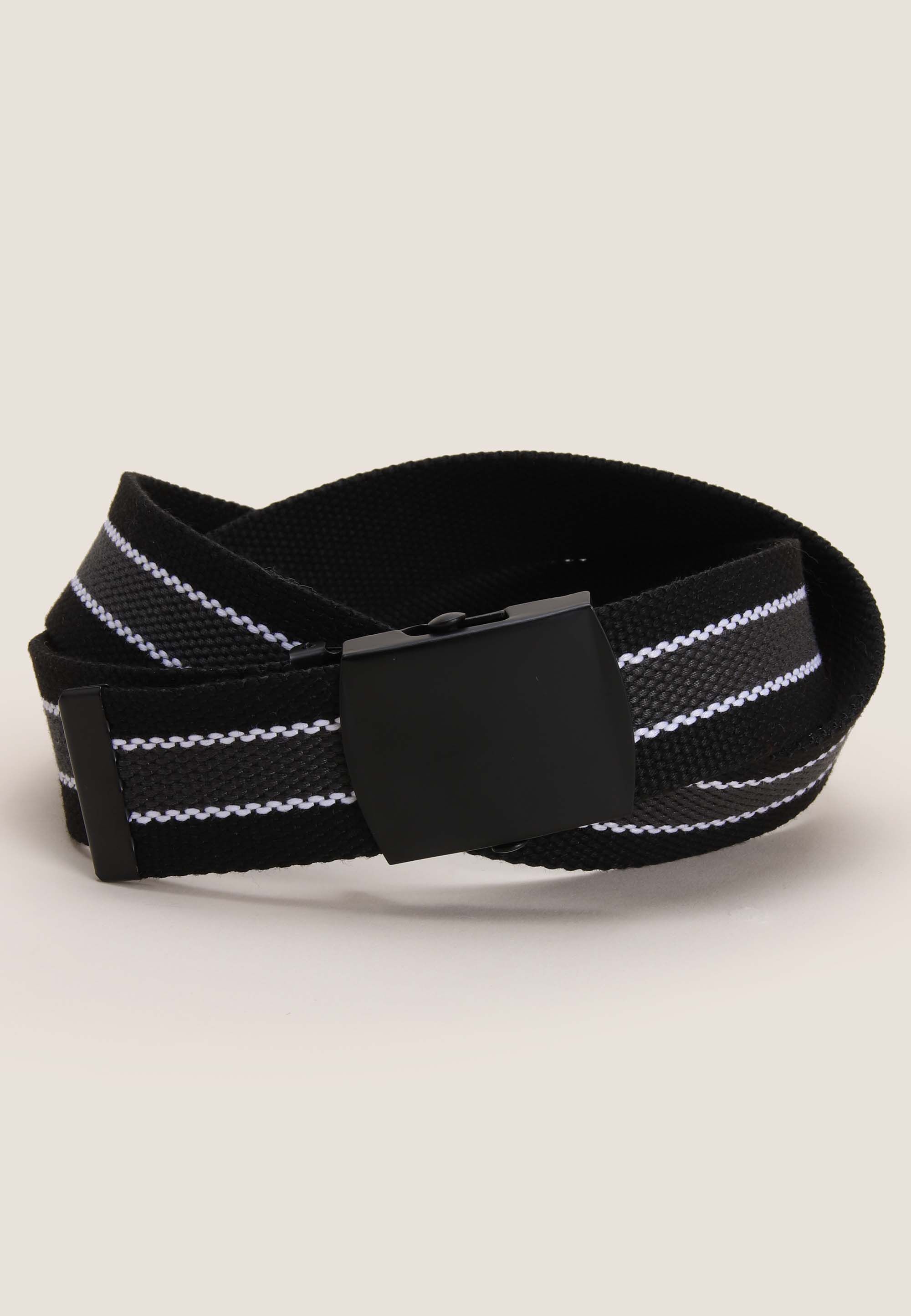 Mens Black Stripe Webbing Belt