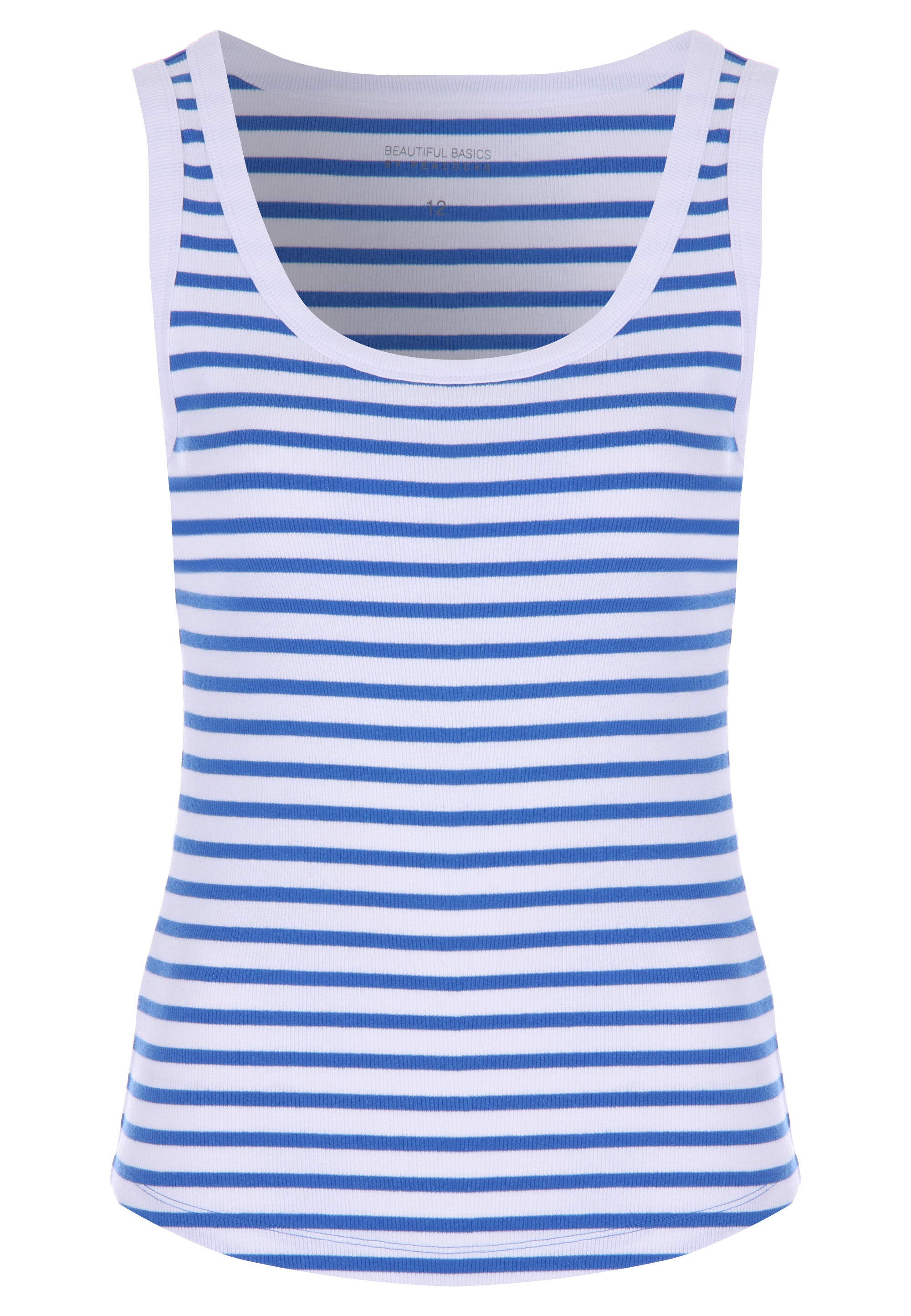 Womens Blue Stripe Scoop Neck Vest Top