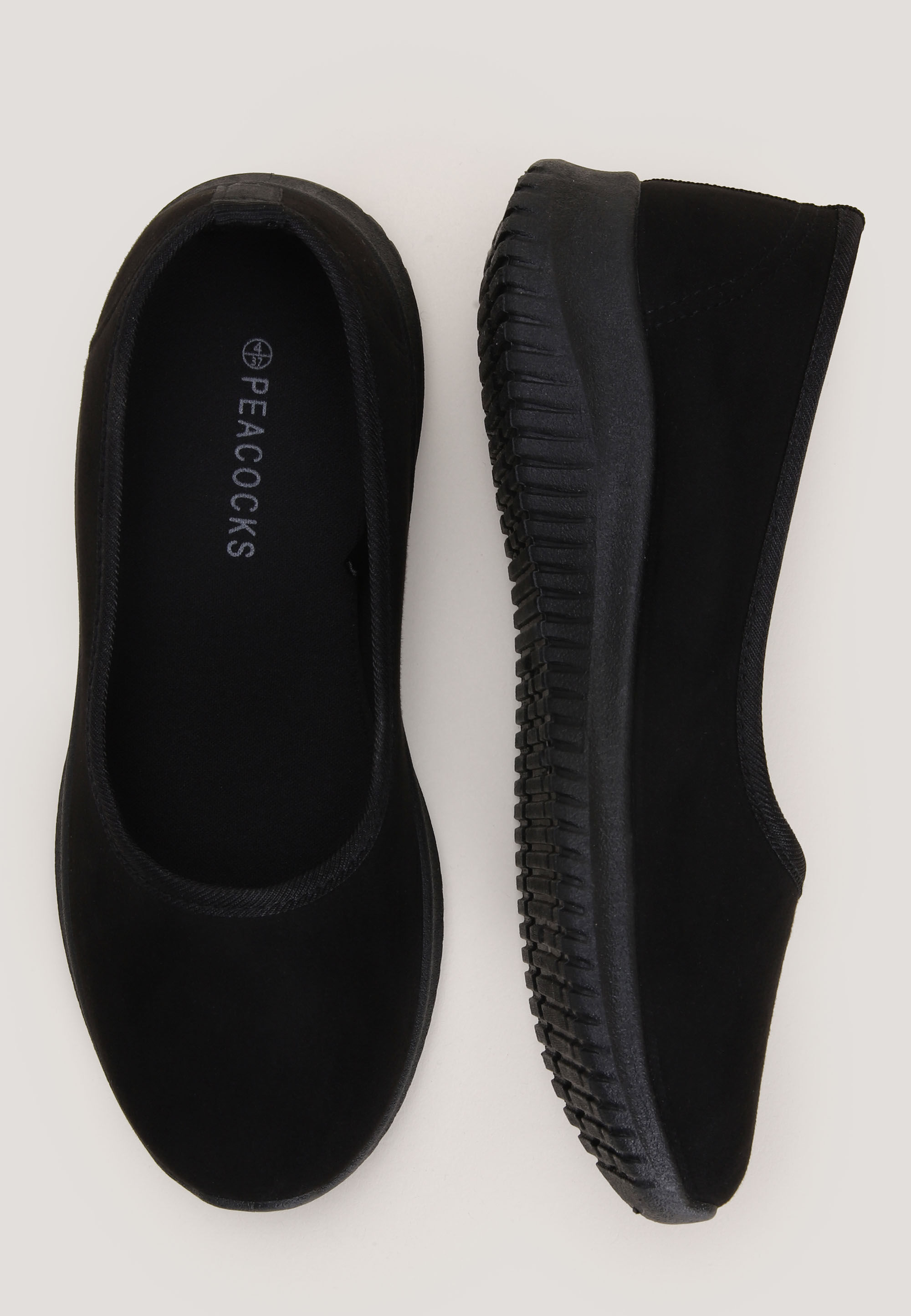 Womens Plain Black Slip On Trainers
