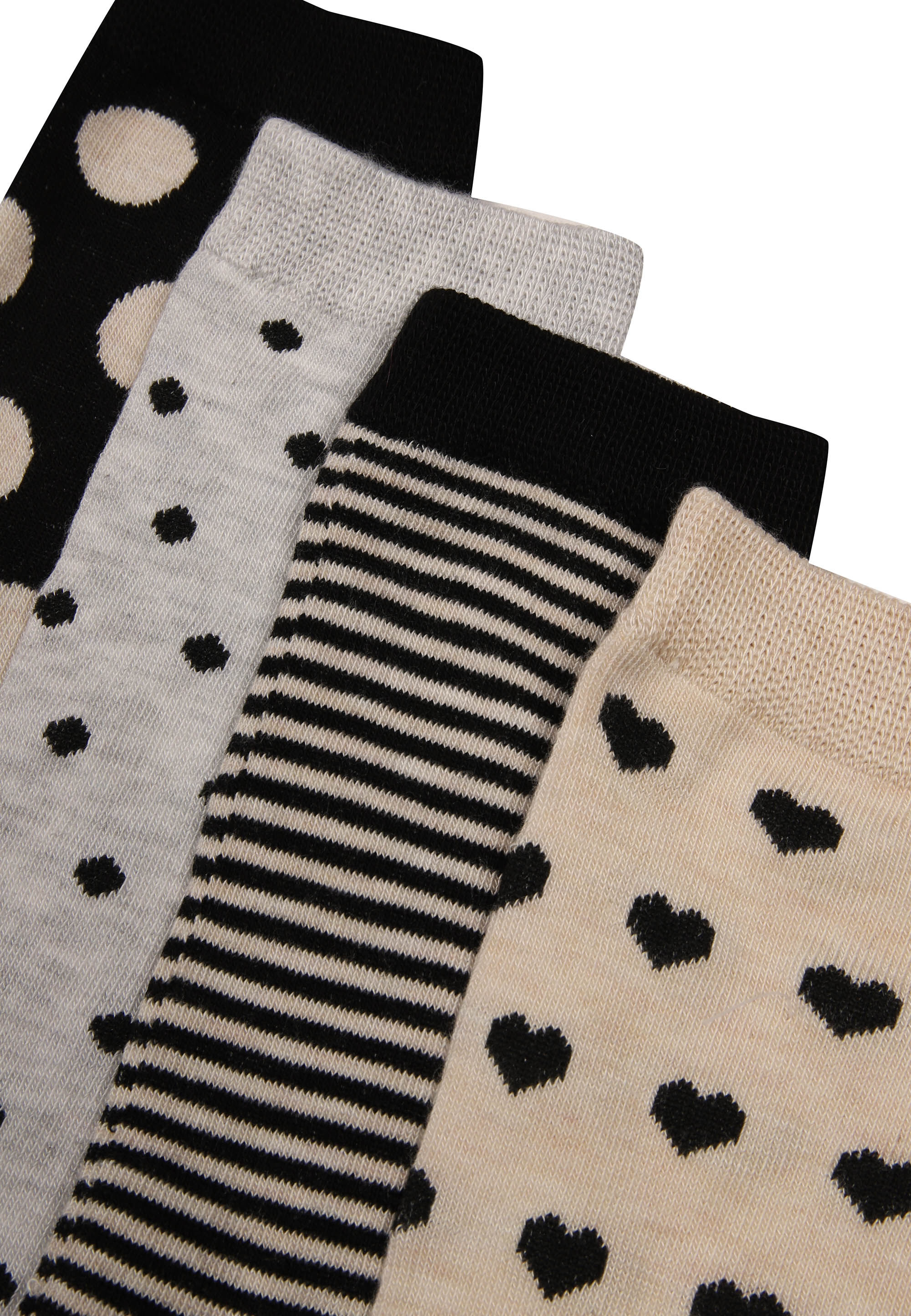 Womens 4pk Black & Natural Spot Super Soft Socks