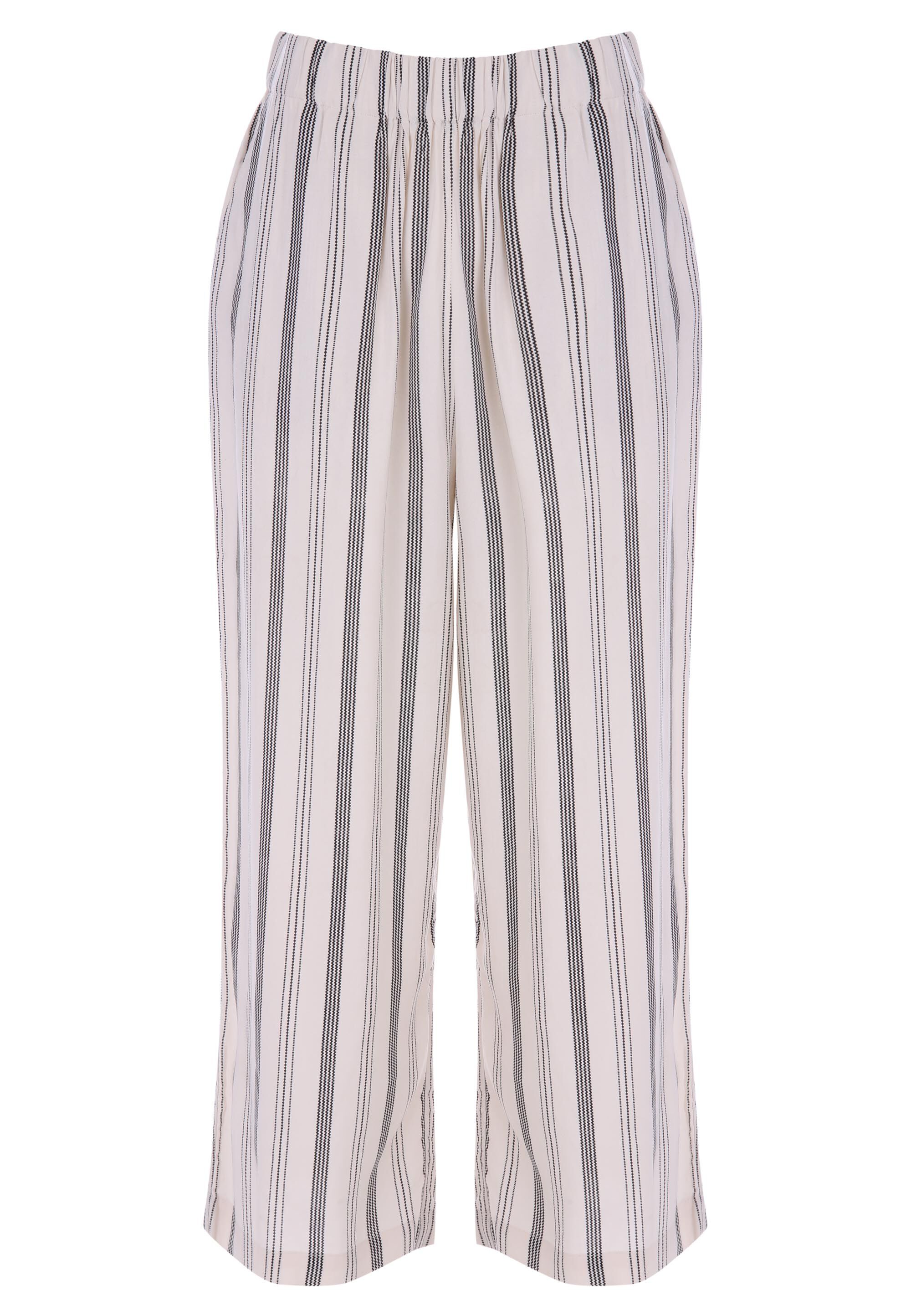 Womens White & Black Stripe Culotte Trousers