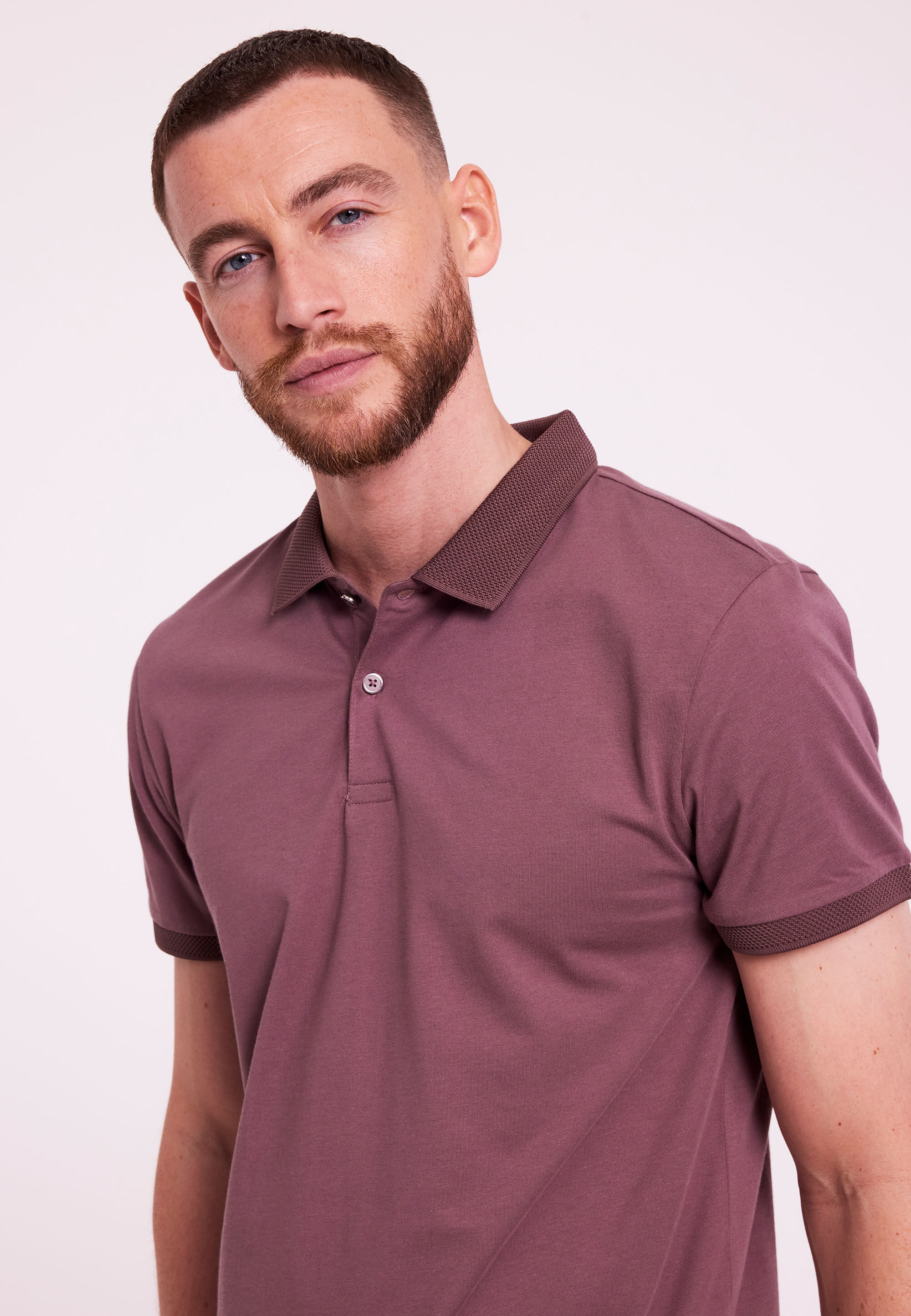Mens Purple Plain Short Sleeve Polo Shirt