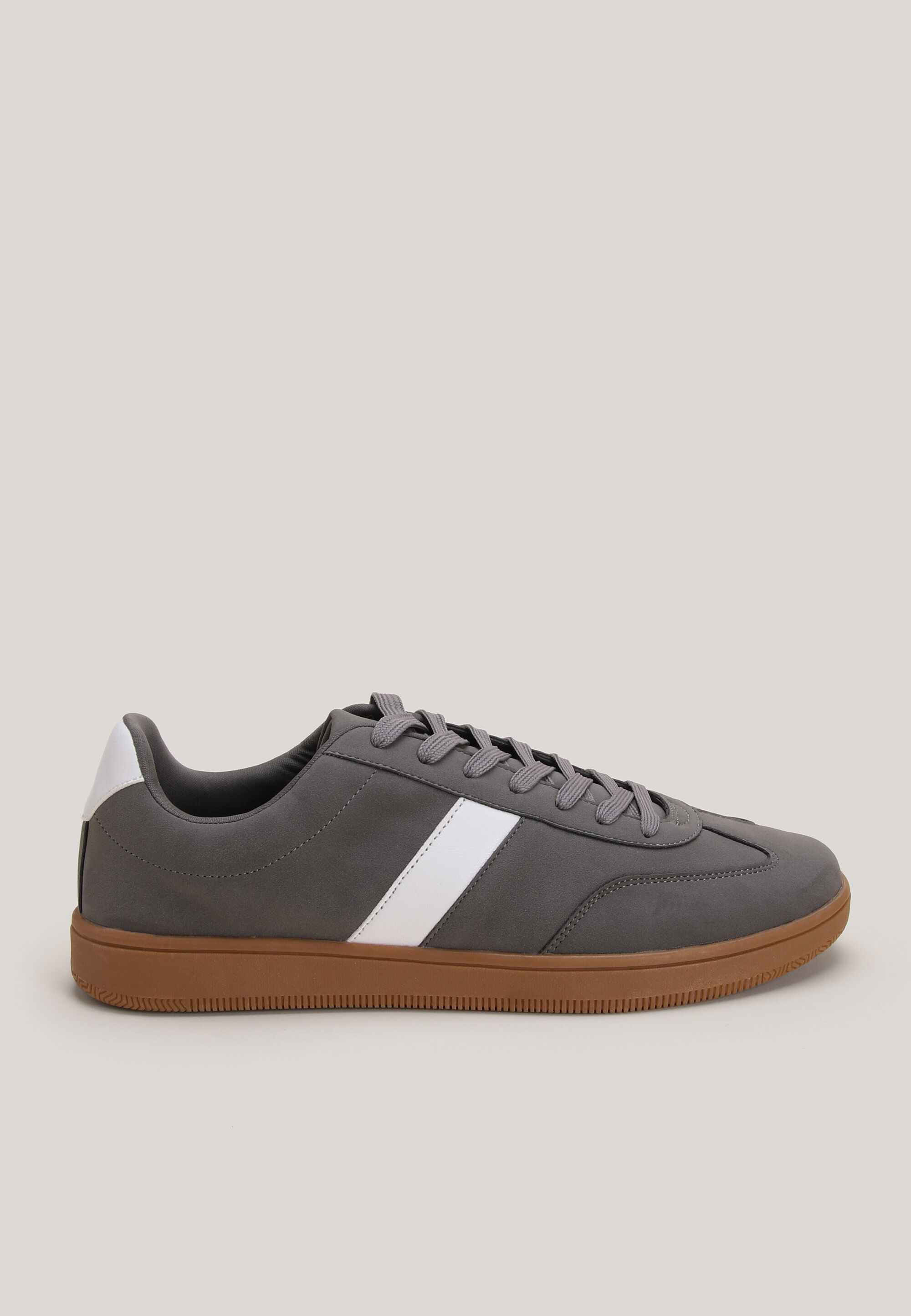 Mens Grey Casual Stripe Trainer