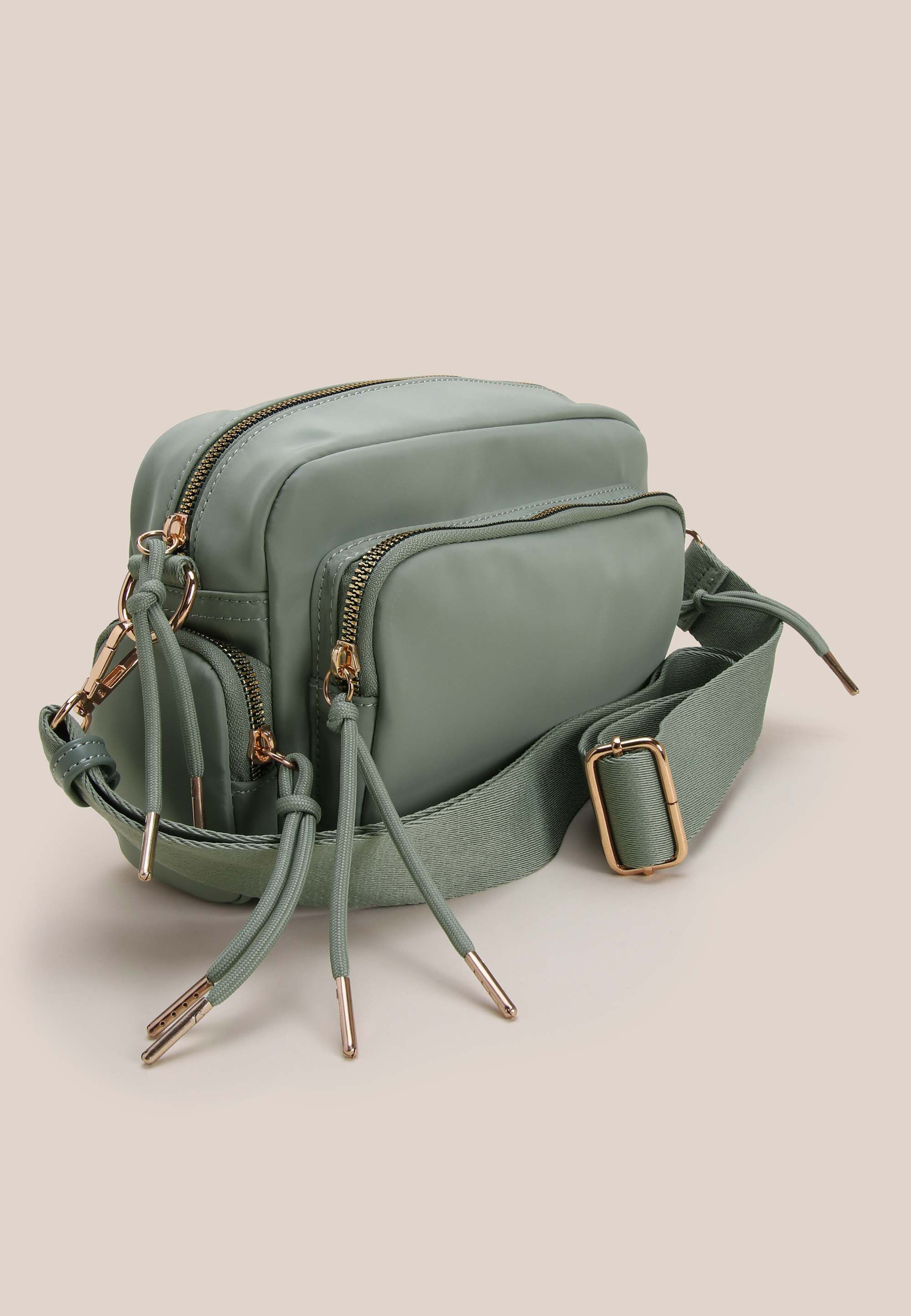 Womens Plain Khaki Nylon Camera Bag