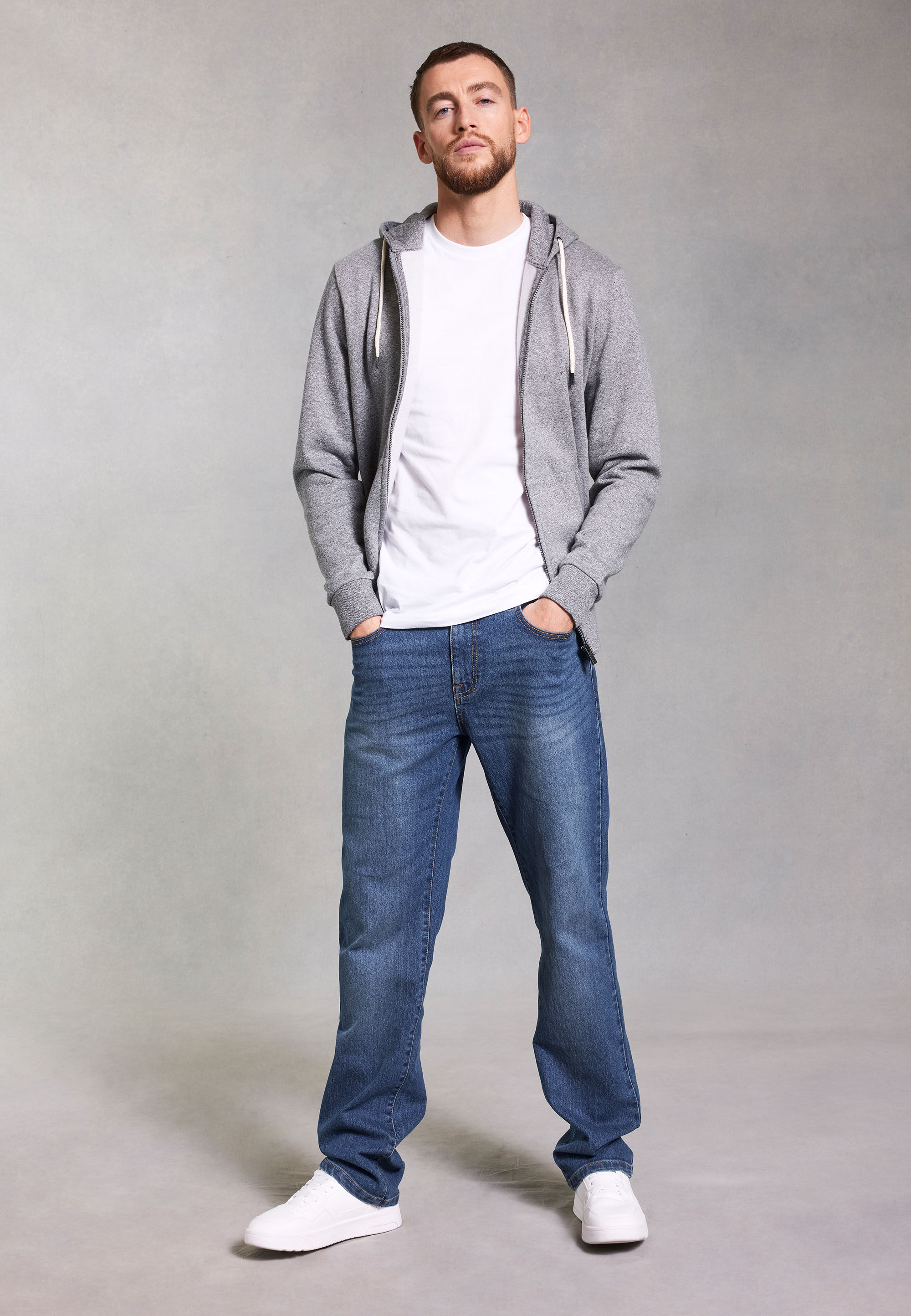 Mens Blue Wash Straight Leg Jeans