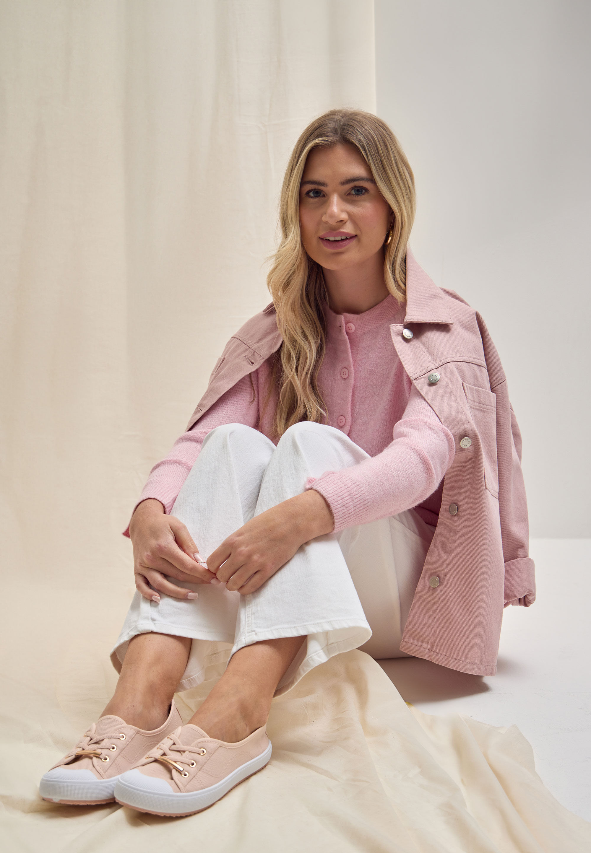 Womens Pink Plain Lace Up Trainers