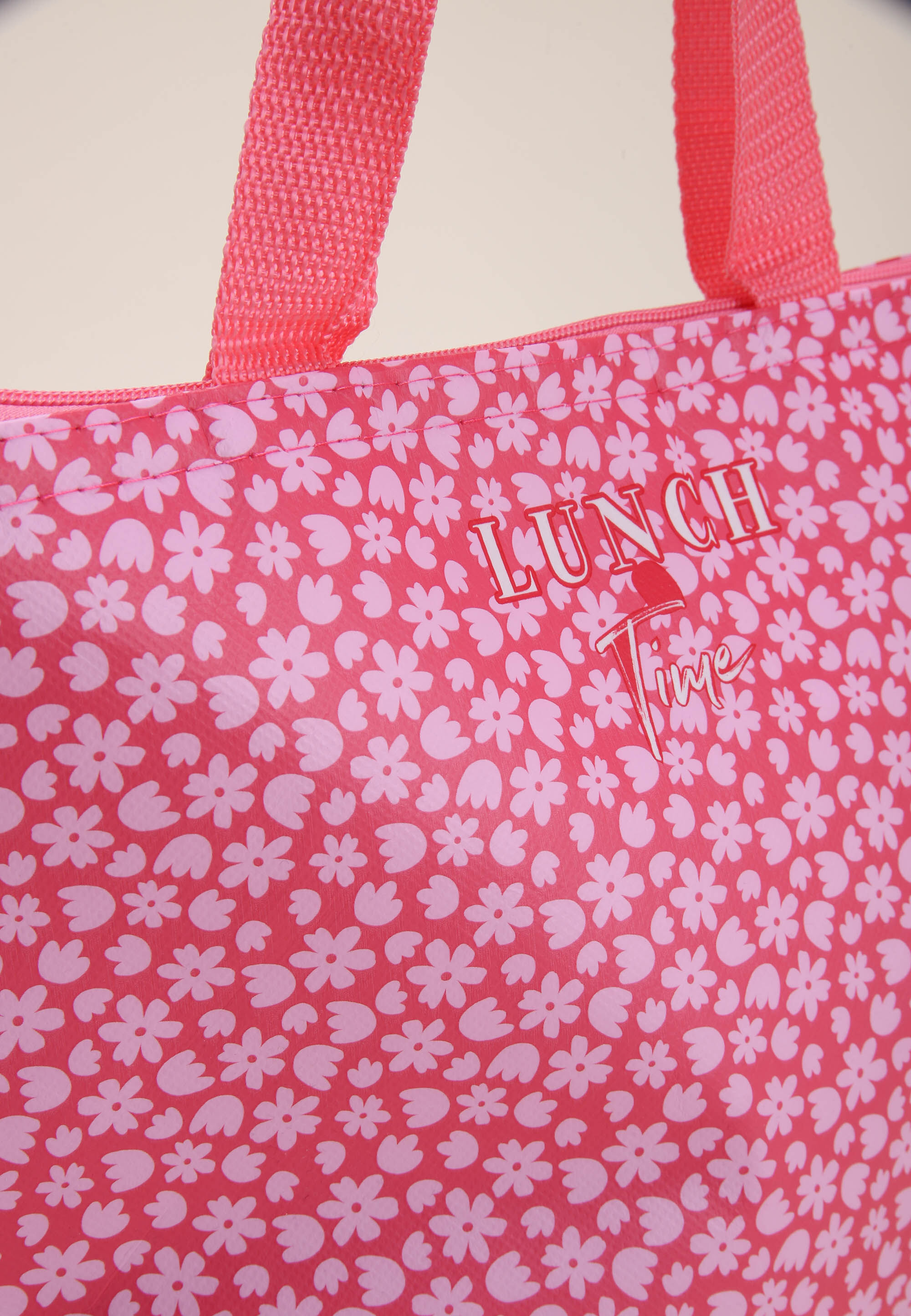 Womens Pink Floral Print Lunch Bag