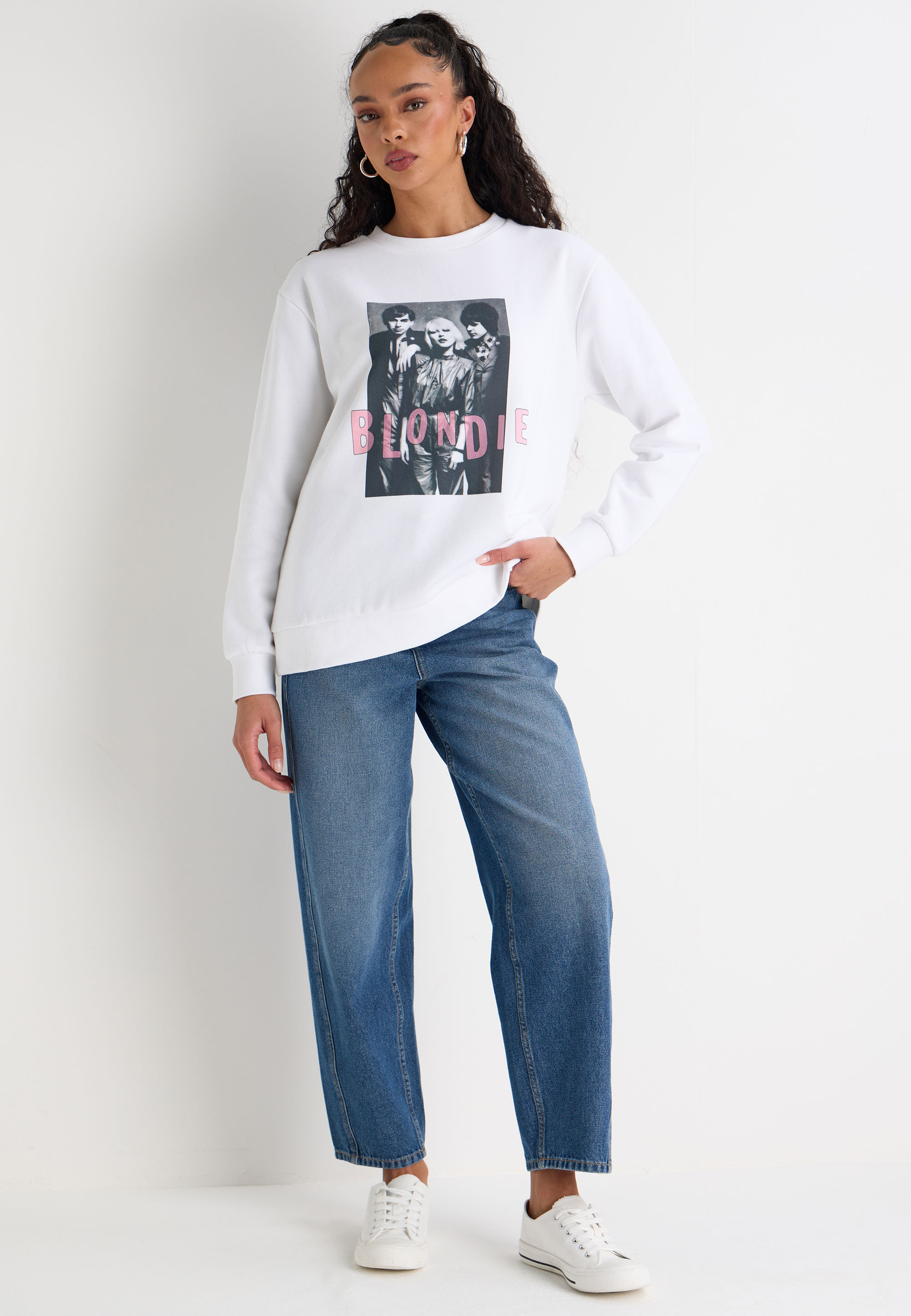 Womens White Blondie Graphic Sweatshirt