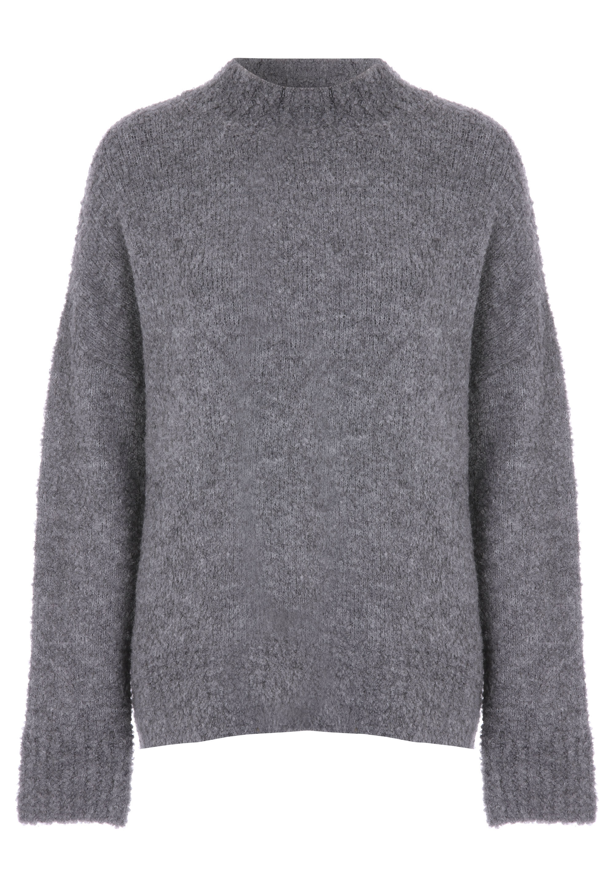 Womens Grey Boucle Knitted Jumper