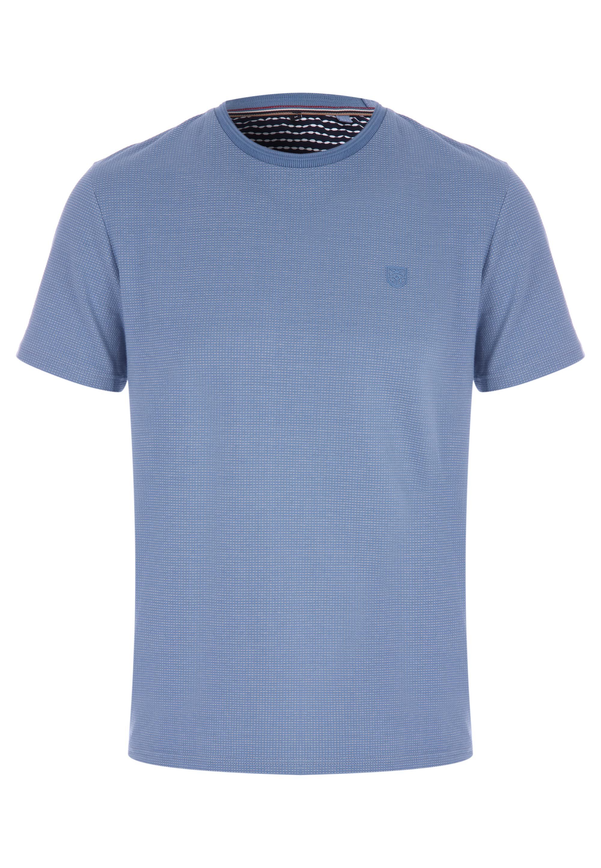 Mens Mid Blue Waffle Textured T-Shirt