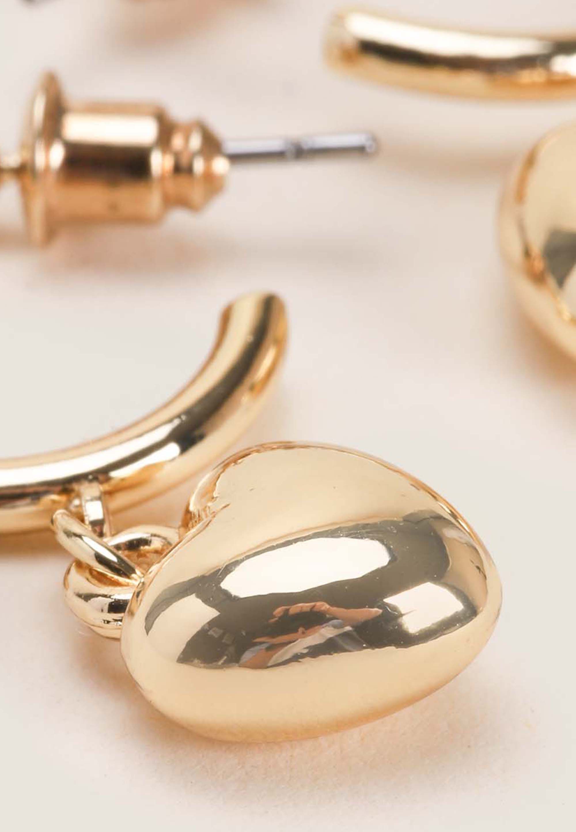 Womens Gold Heart Shaped Earrings
