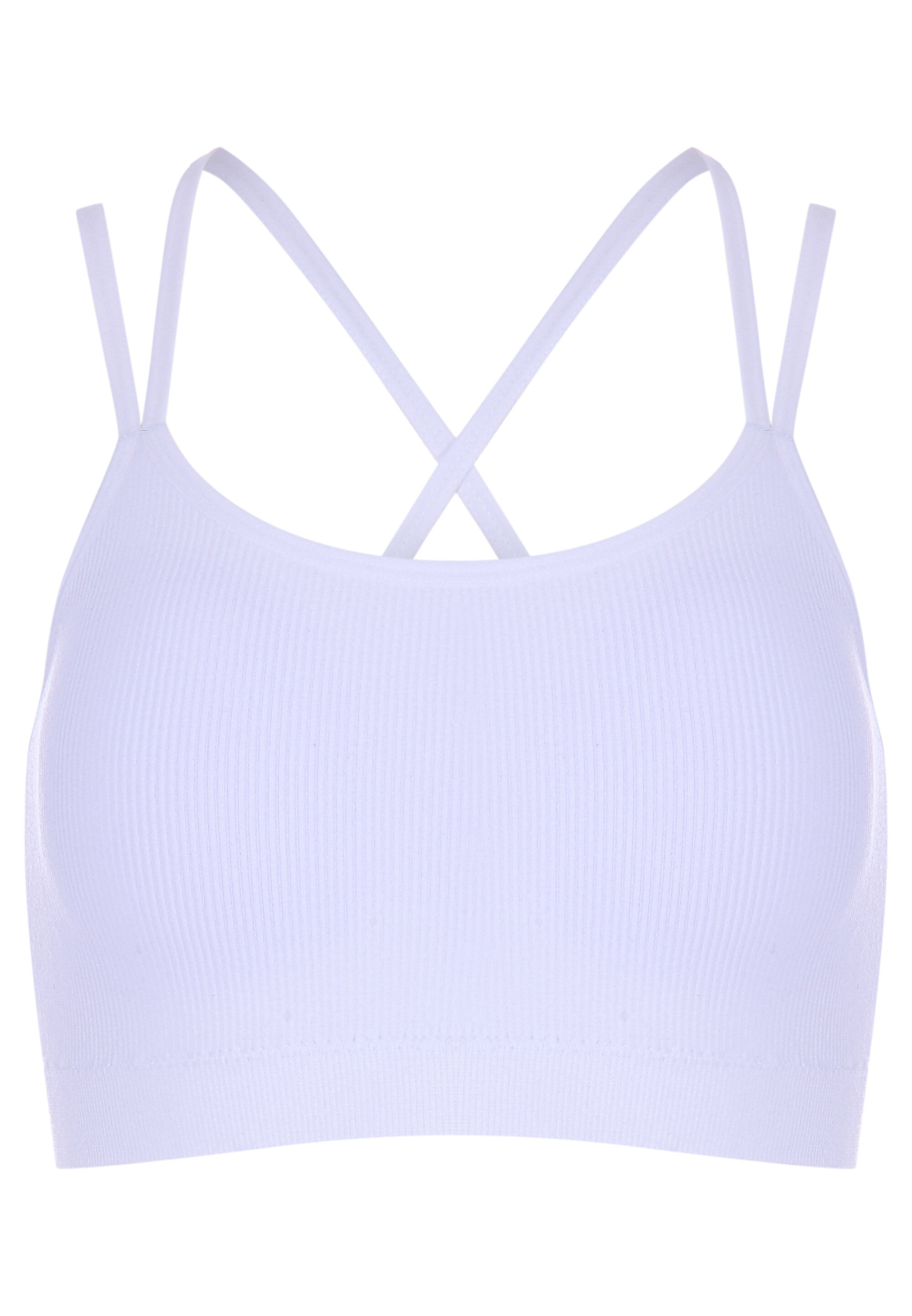 Older Girls White Rib Seam Free Crop Top