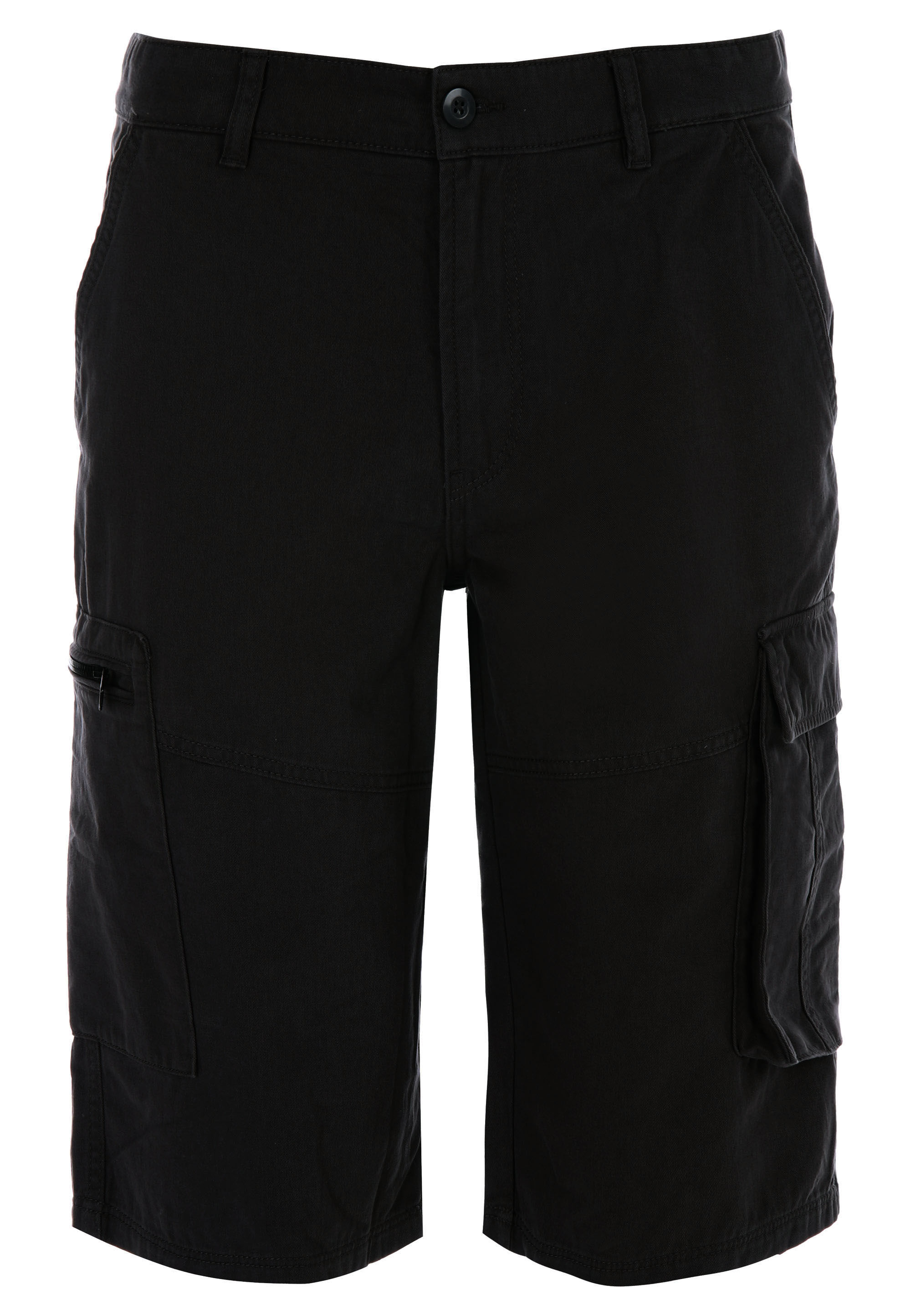 Mens Black Plain Three Quarter Cargo Shorts