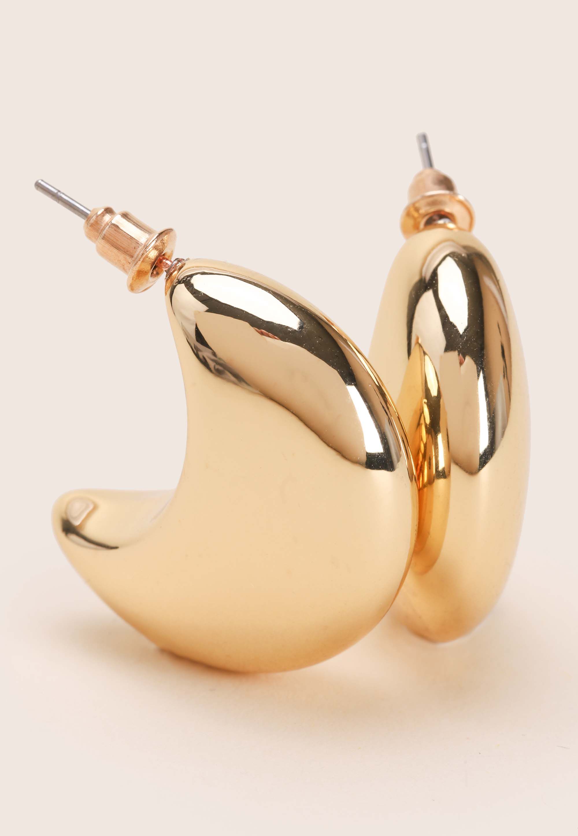 Womens Gold Large Half Moon Earrings